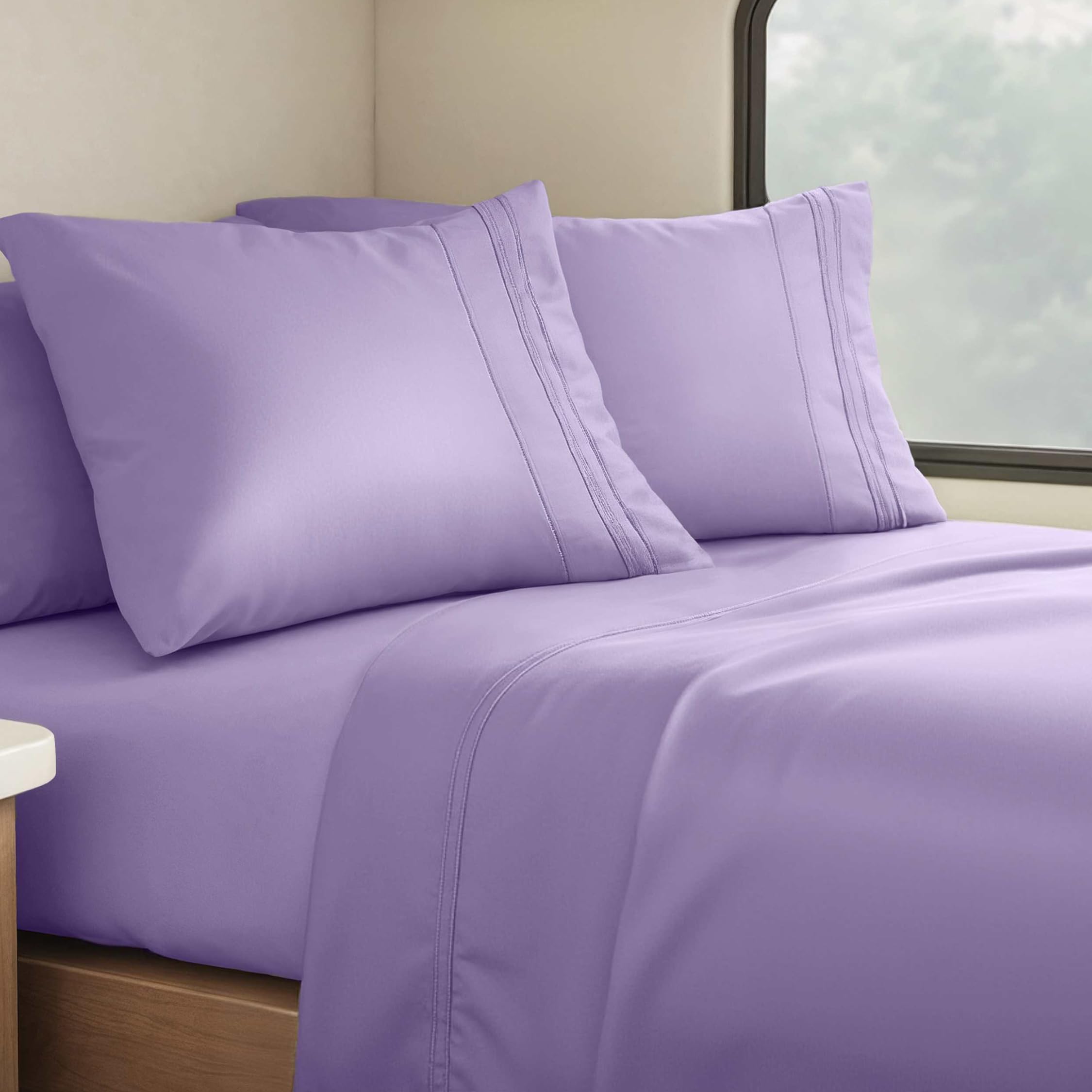 Clara Clark Bed Sheets, Premier 1800 Series 4 Piece Bed Sheet Set, Deep Pocket, Wrinkle, Fade, Stain Resistant, Luxury Soft Bedding Sheets & Pillowcases, Twin, Beach Blue
