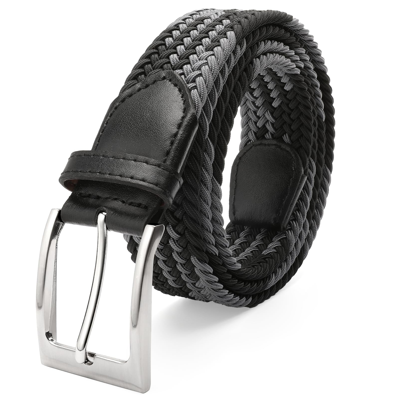 FAIRWIN Men's Golf Belt, Stretch Braided Elastic Woven Casual Jeans Belts 1 3/8" Nylon Web Work Belts for Men