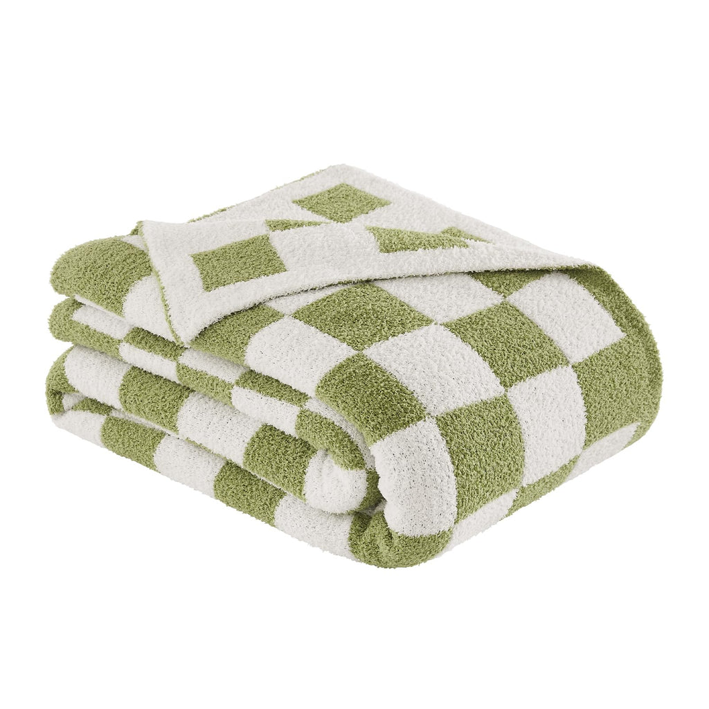 Checkered Throw Blanket, Black Soft Cozy Fluffy Knitted Throw Blankets for Couch, Sofa, Bed, Chair, Warm Fuzzy Travel Picnic Lightweight Plaid Blanket, 50x70 inches