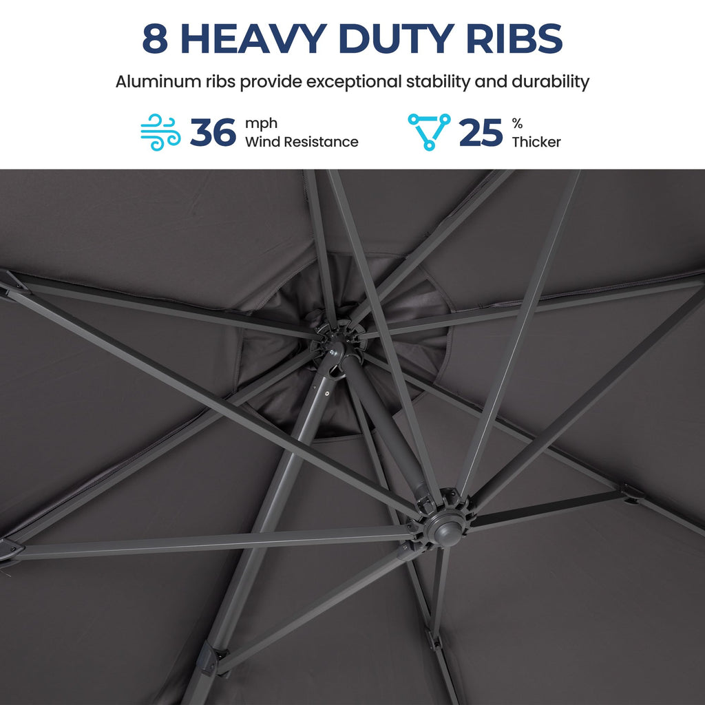 SUNVIVI OUTDOOR Outdoor Patio Umbrella, Patio Umbrella, Market Umbrella, Large Outdoor Umbrella, Metal Pole Umbrella with Push Button Tilt and Crank, Polyester Canopy