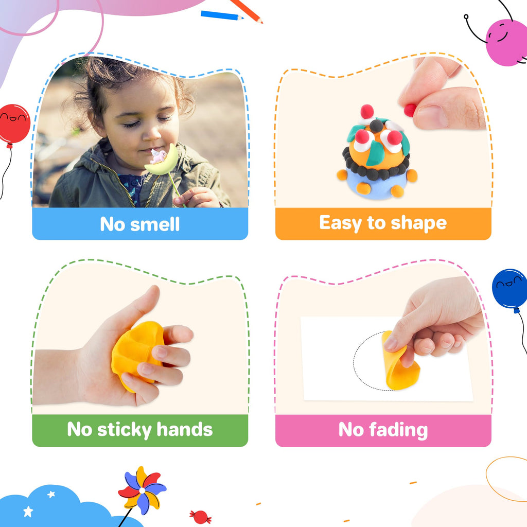 Air Dry Clay 102 Colors, Modeling Clay for Kids, Magic Clay, DIY Molding Clay Kit with Sculpting Tools, Soft and Non-Sticky, Arts and Crafts Gift for Boys Girls Kids