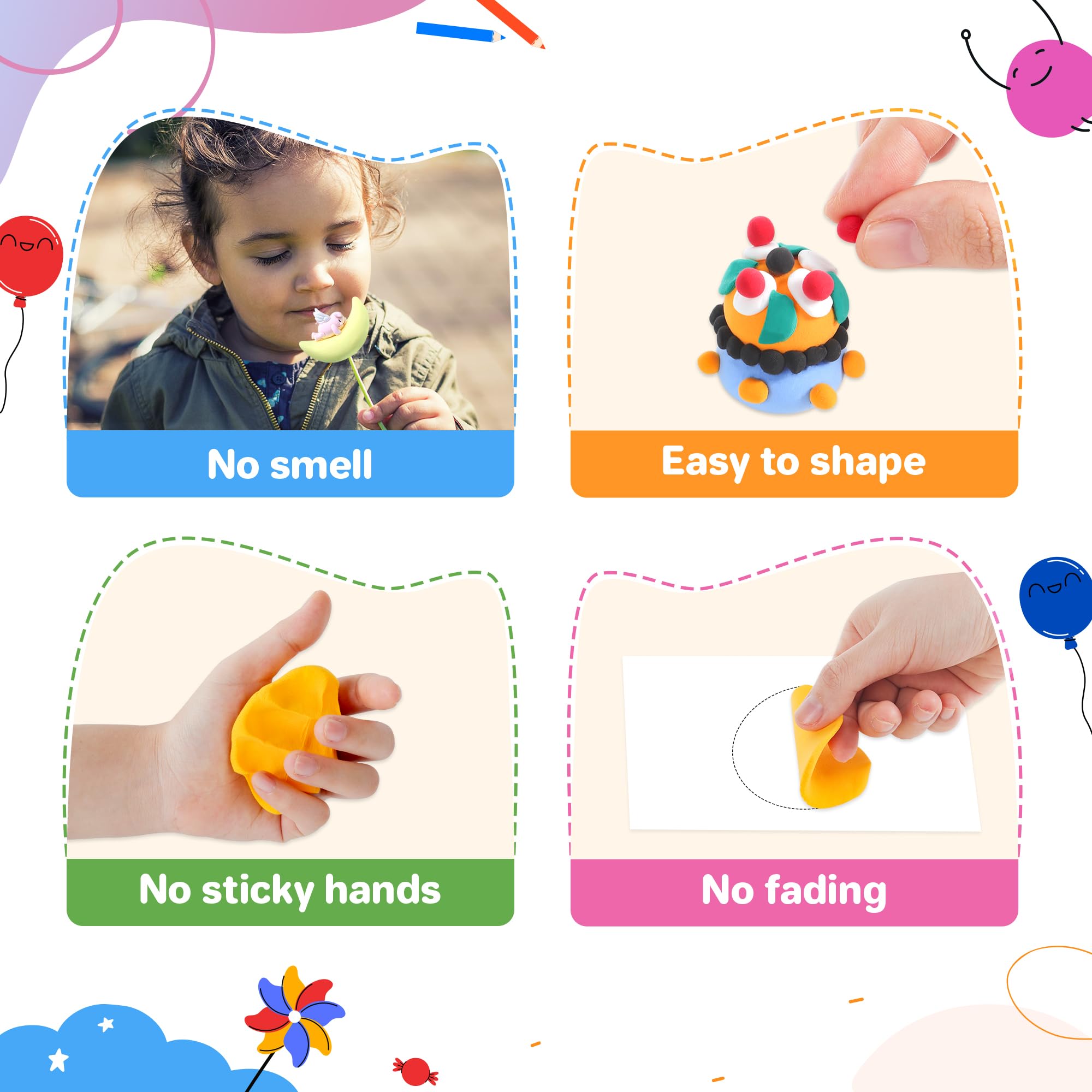 Air Dry Clay 102 Colors, Modeling Clay for Kids, Magic Clay, DIY Molding Clay Kit with Sculpting Tools, Soft and Non-Sticky, Arts and Crafts Gift for Boys Girls Kids
