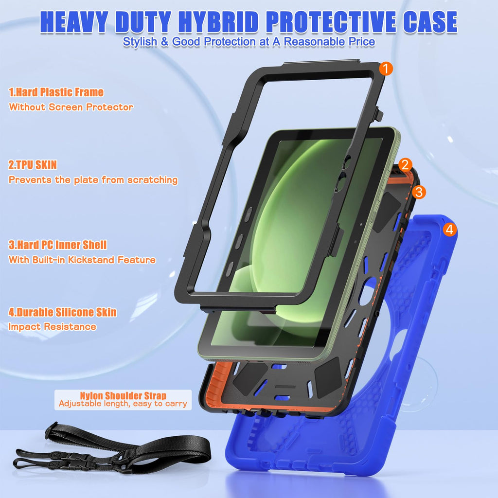 Samsung Galaxy Tab Active5/Active 3 8.0 Case, with 360 Stand, Handle Hand Strap & Shoulder Strap for Galaxy Tab Active5 8" 2024 X300/X307, Active3 8" 2020 T570/T575/T577 (Black)