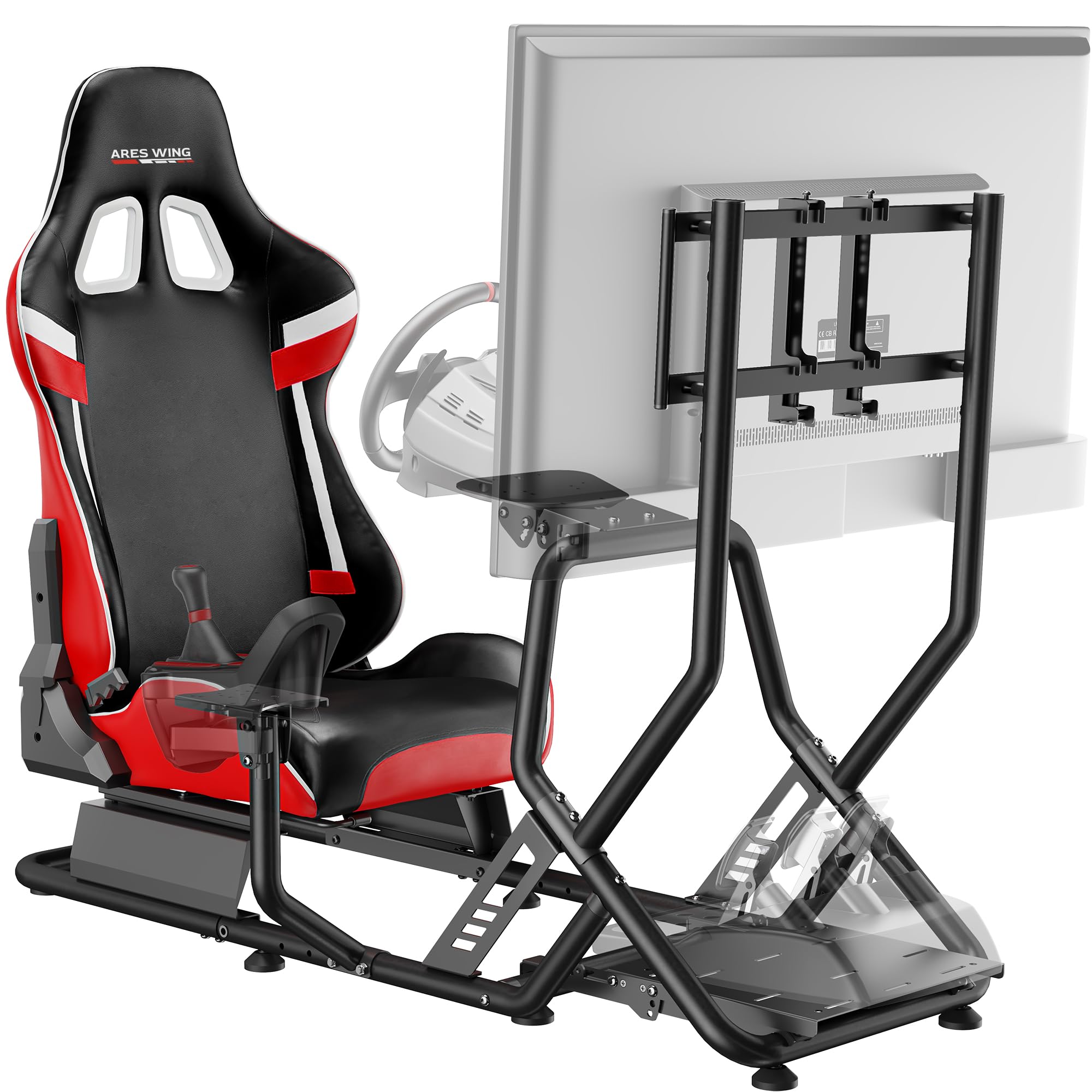 ARES WING Sim Racing Cockpit, Racing Wheel Stand with Seat, Formula and GT Racing Simulator Cockpit Compatible with Fanatec, Thrustmaster, Logitech, Moza Racing Games on PS5, PS4, Xbox and PC