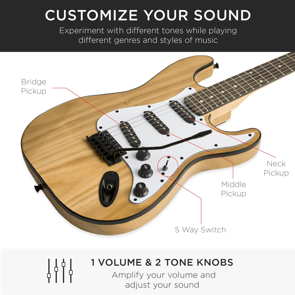 Best Choice Products 39in Full Size Beginner Electric Guitar Starter Kit w/Case, Strap, 10W Amp, Strings, Pick, Tremolo Bar - 3 Color Sunburst