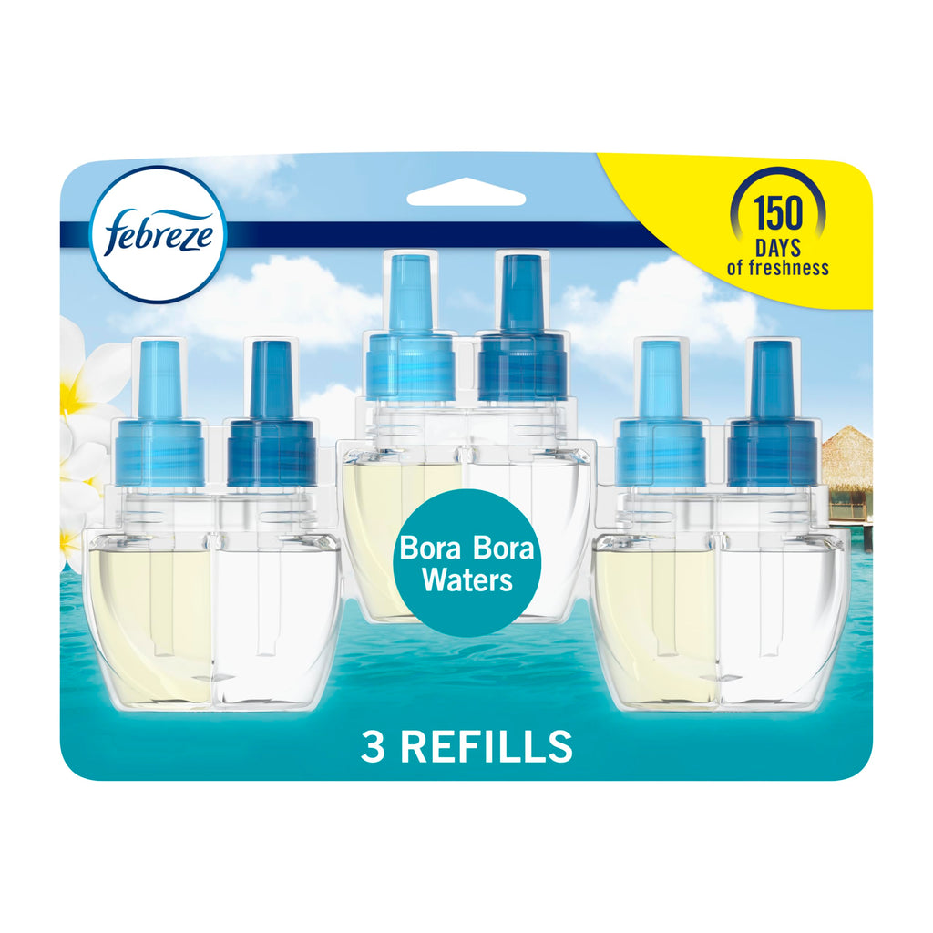 Febreze Plug in Air Freshener, Odor-Fighting Scented Oil Starter Kit, Air Fresheners for Home and Bathroom and Kitchen, Long Lasting for Strong Odors, Ocean Scent, Warmer + 2 Refill