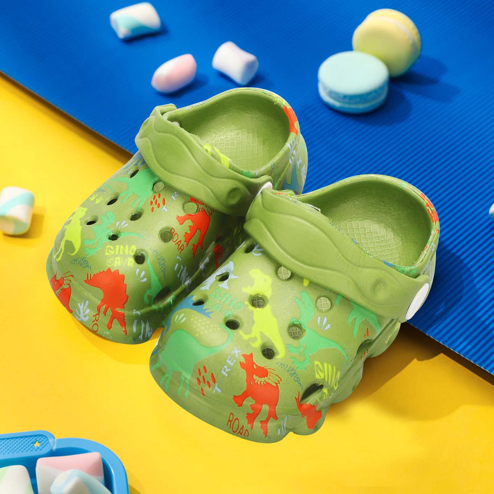 OWIF Toddler Clogs Boys Girls Kids Dinosaur Garden Shoes Slip on Sandals Slides Water Summer Shoes for Outdoor Beach Pool
