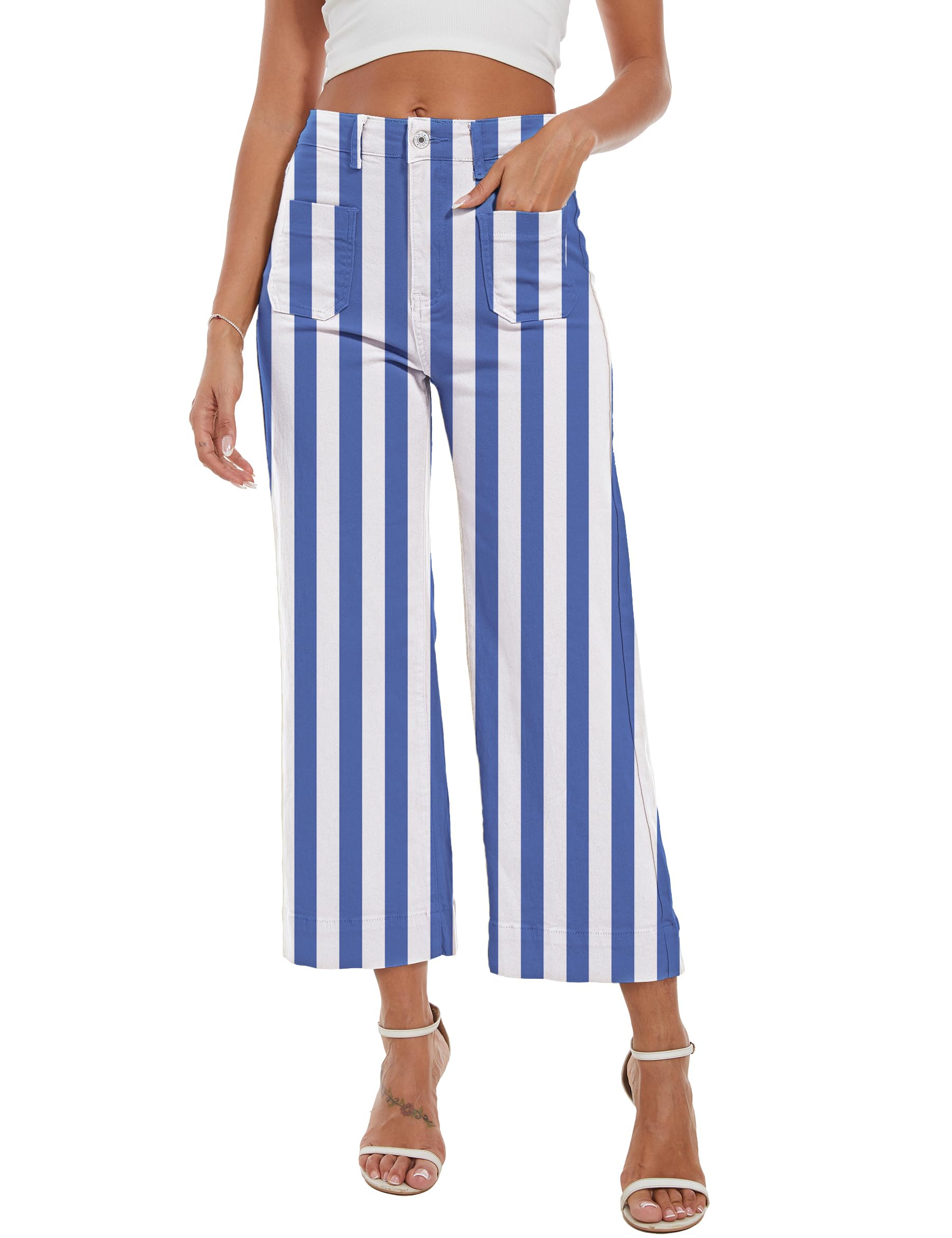Wide Leg Jeans for Women Trendy High Waisted Flare Jeans Cropped Pants Stretchy Baggy