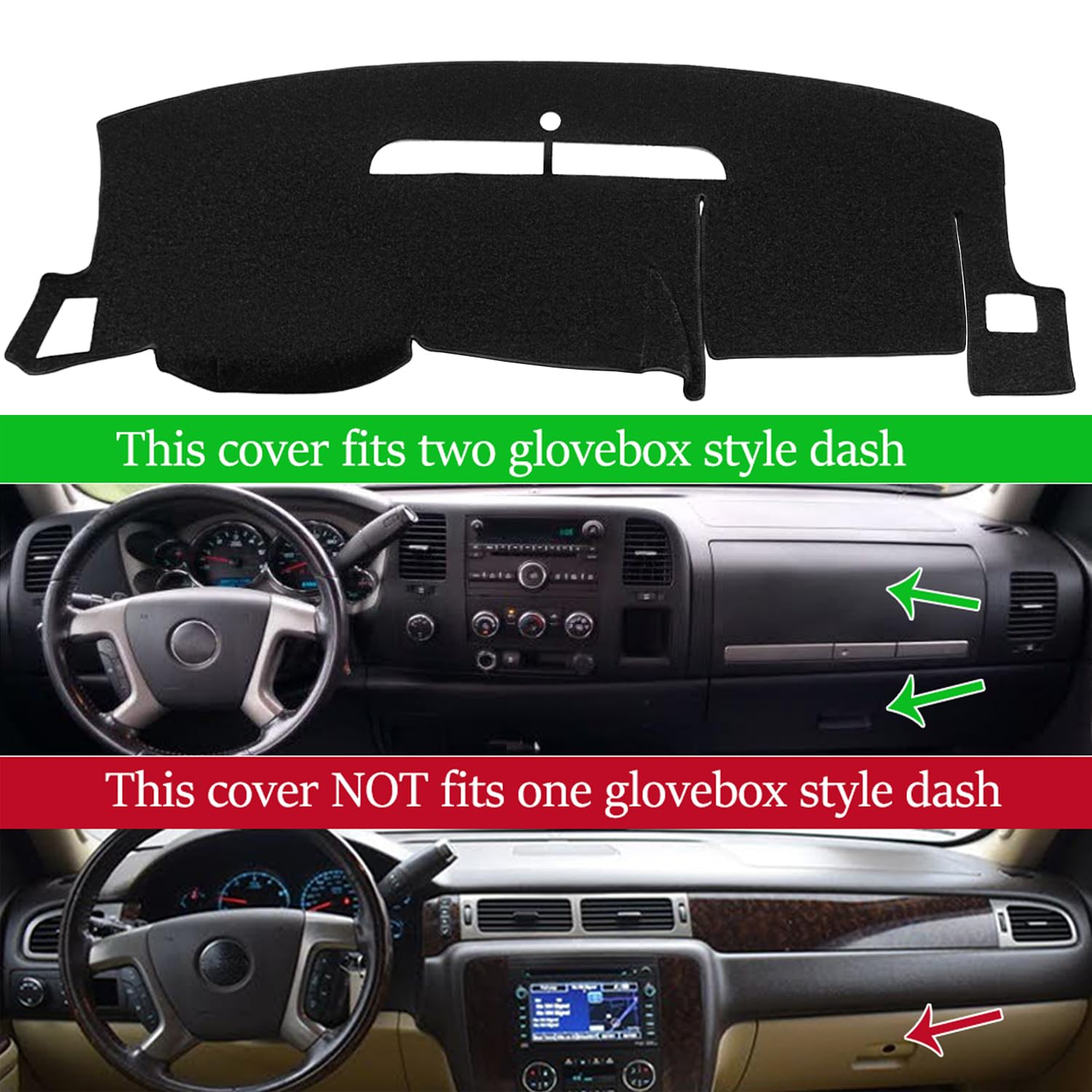 Dash Cover Fit for Chevy Chevrolet Silverado 1500 LT/WT 2500HD 3500HD 2007-2013, GMC Sierra 2007-2013 Dashboard Mat Carpet (08-13 Beige) Y74