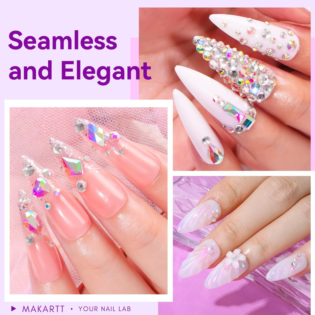 Makartt Rhinestone Glue for Nails: Super Strong Gel Nail Glue for Nail Charms Gems Decorations, 3D Gel Nail Art Bling Jewel Diamonds for Salon & DIY Manicure, 30ML UV Lamp Cured Need Beauty Gifts