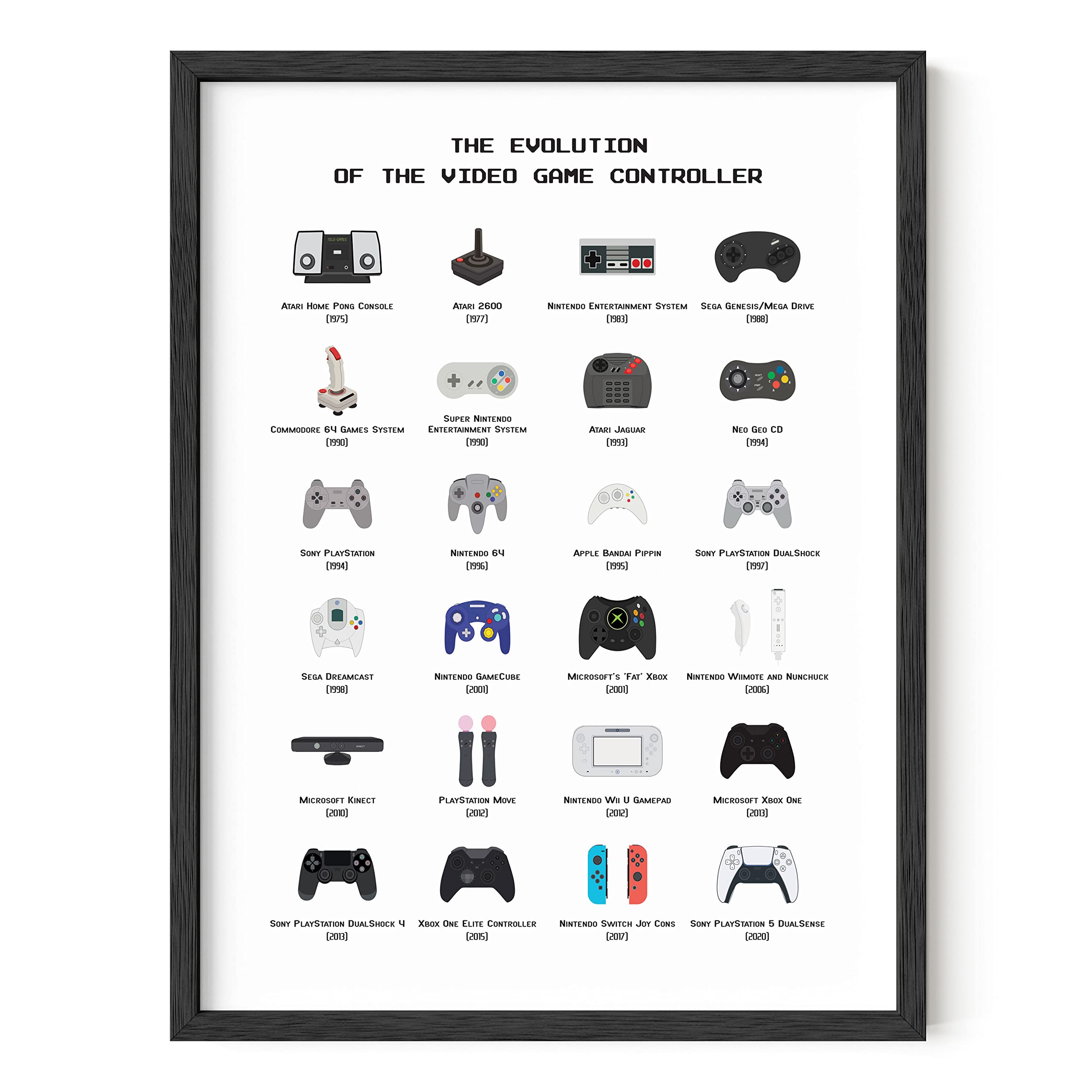 HAUS AND HUES Video Game Art, Video Game Posters for Boys Room, Gaming Room Decor for Boys Wall Decor, Gamer Wall Decor, Gaming Decorations (Beige Frame, 12x16)