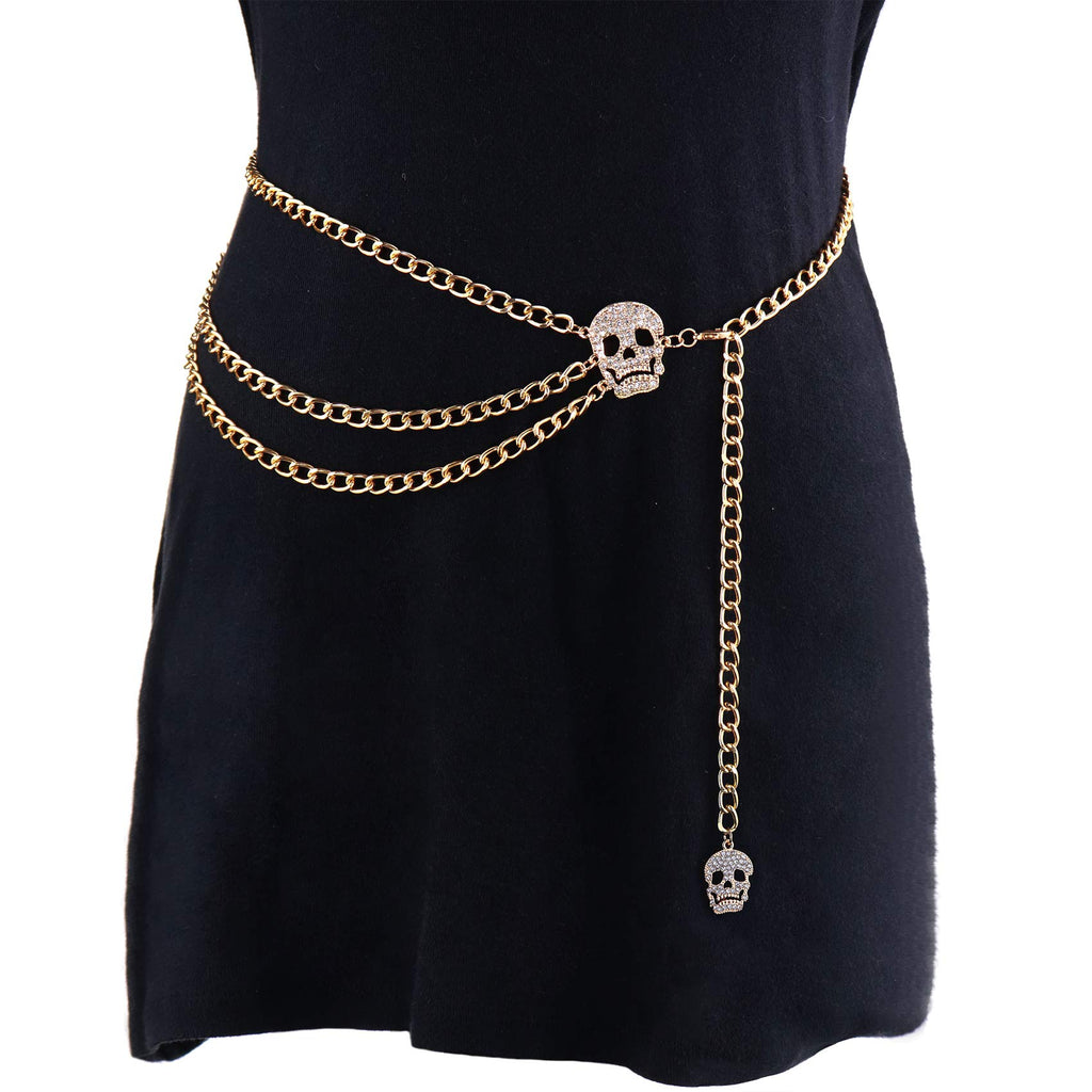 Glamorstar Multilayer Metal Waist Chain Dress Belts Metal Belt for Women