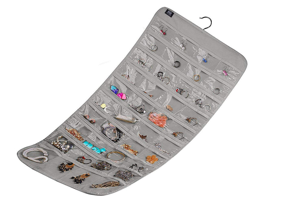 BB Brotrade Hanging Jewelry Organizer,Accessories Organizer,80 Pocket Organizer for Holding Jewelries（Beige）