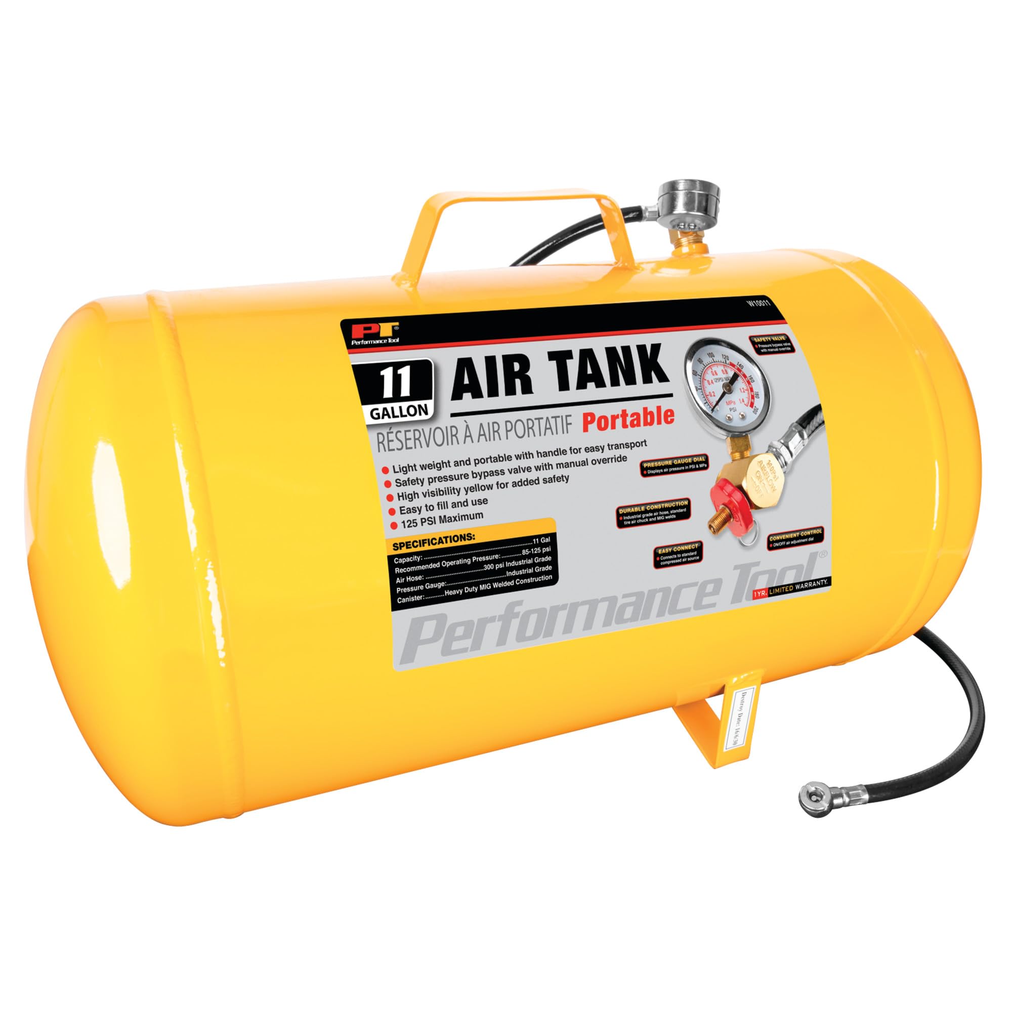 Performance Tool 60505 Air Tank Gauge - Essential for Safe and Accurate Pressure Monitoring, Do Not Exceed Maximum PSI for Optimal Performance