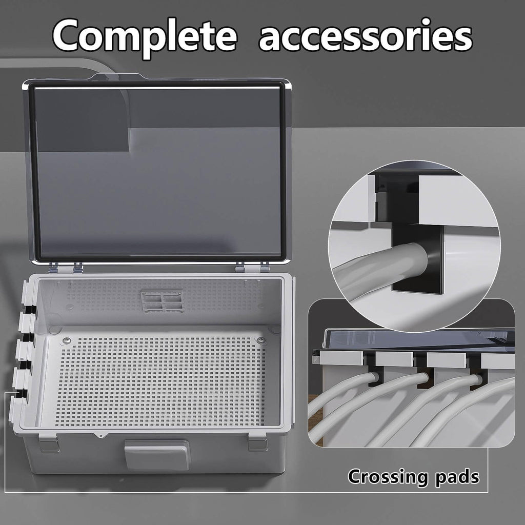 ABS Electrical Junction Box, Ventilated Design, Cable Grommets, IP65 Waterproof Enclosure, Indoor/Outdoor Use with Mounting Panel. (Clear Cover, 8.7"x6.7"x4.3")