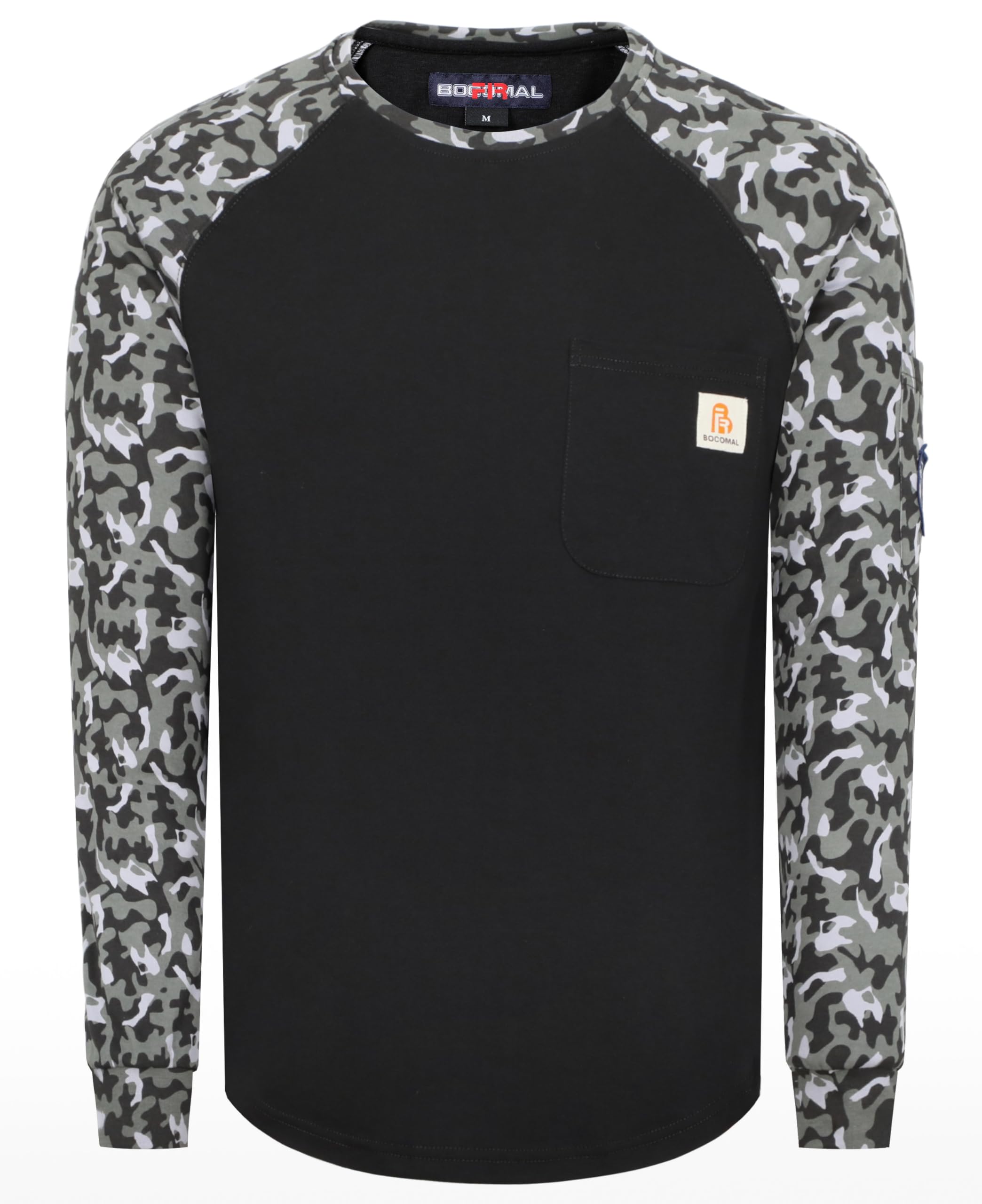 BOCOMAL FR Shirts for Men Lightweight Crew Long Sleeve Flame Resistant/Fire Retardant Shirt…