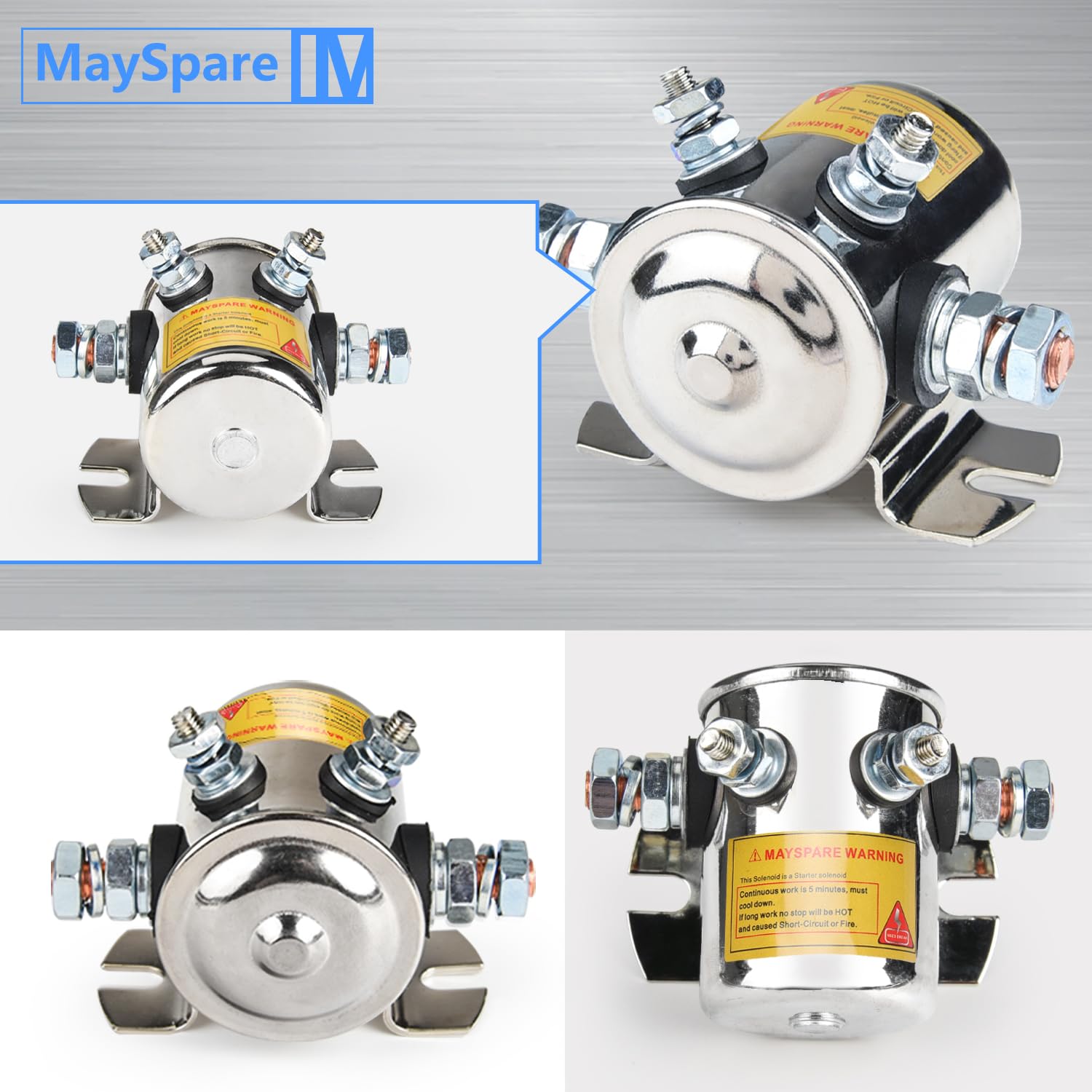 MaySpare Max Transient 200A Trombetta 12V Solenoid Relay 3 Terminal Heavy Duty Winch Marine 24106 SPST 12 Volt Solenoid
