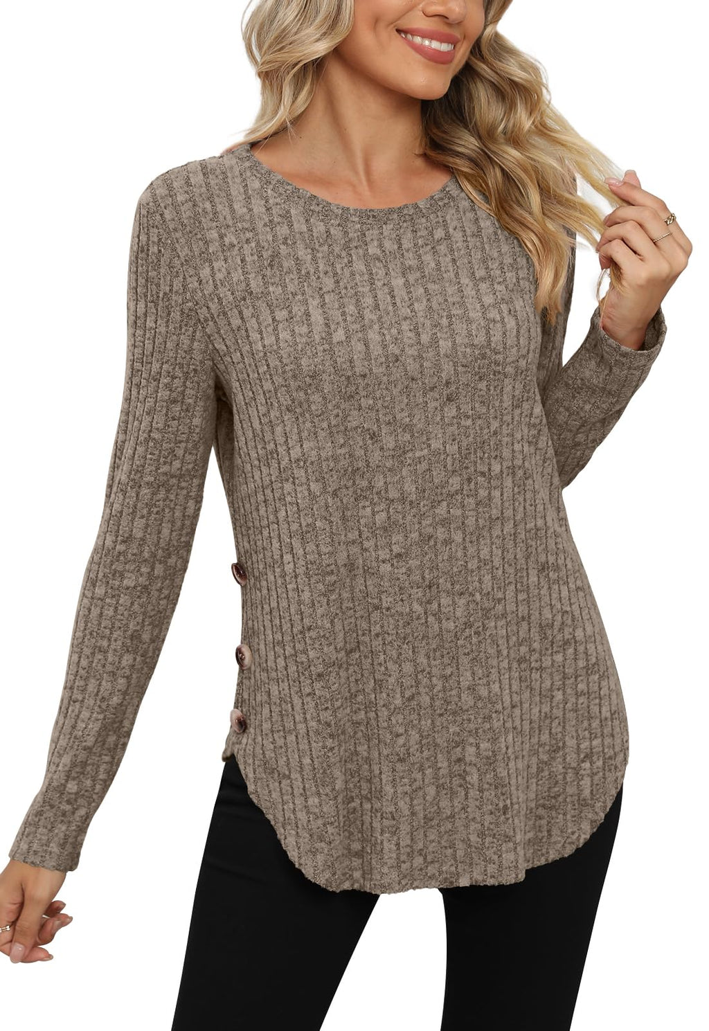Yincro Women's Long Sleeve Fall Sweaters 2026 Lightweight Casual Crewneck Tunic Tops