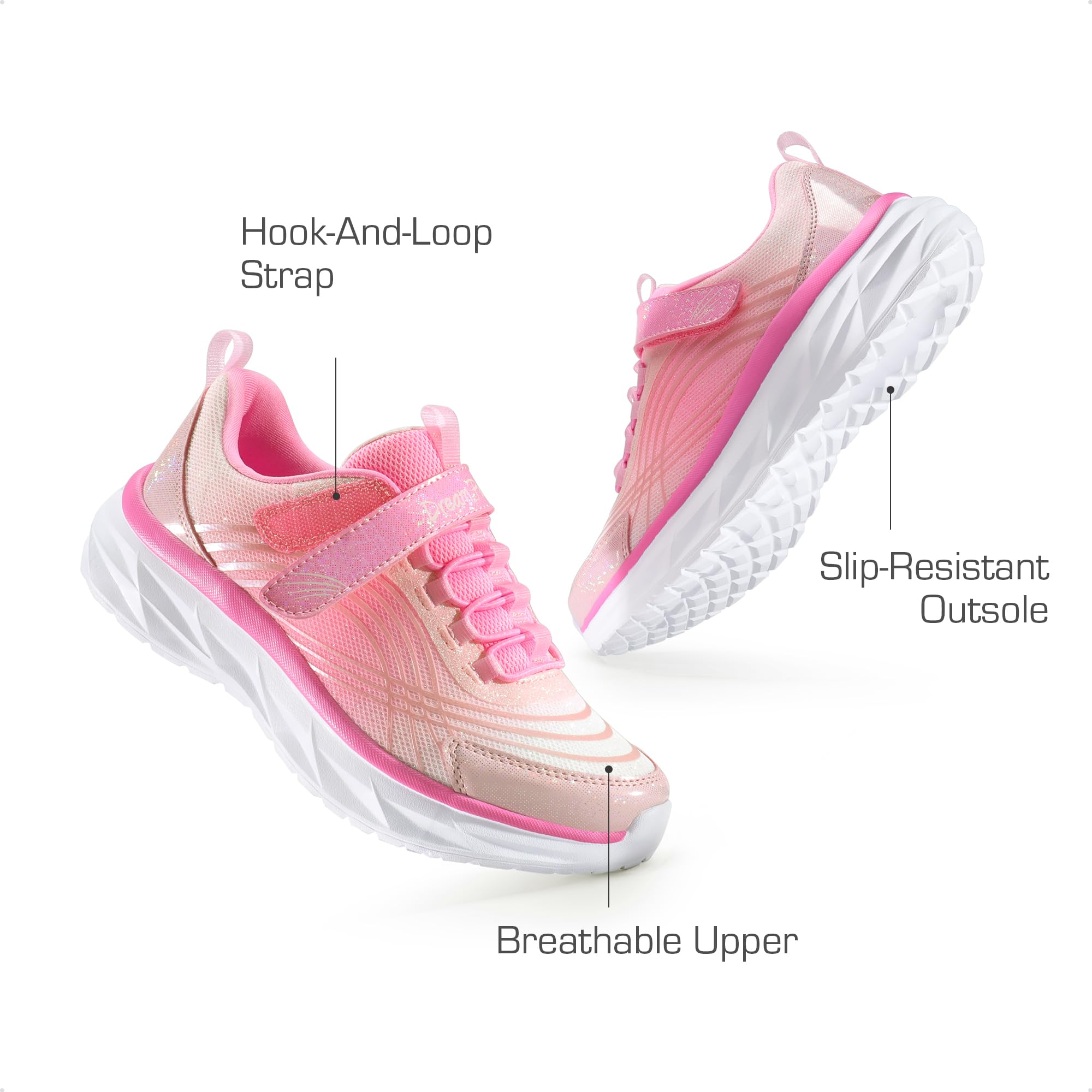 DREAM PAIRS Girls Shoes Sneakers Kids Tennis Shoes Sparkle ColorBurst Lightweight Running Casual Walking Shoes