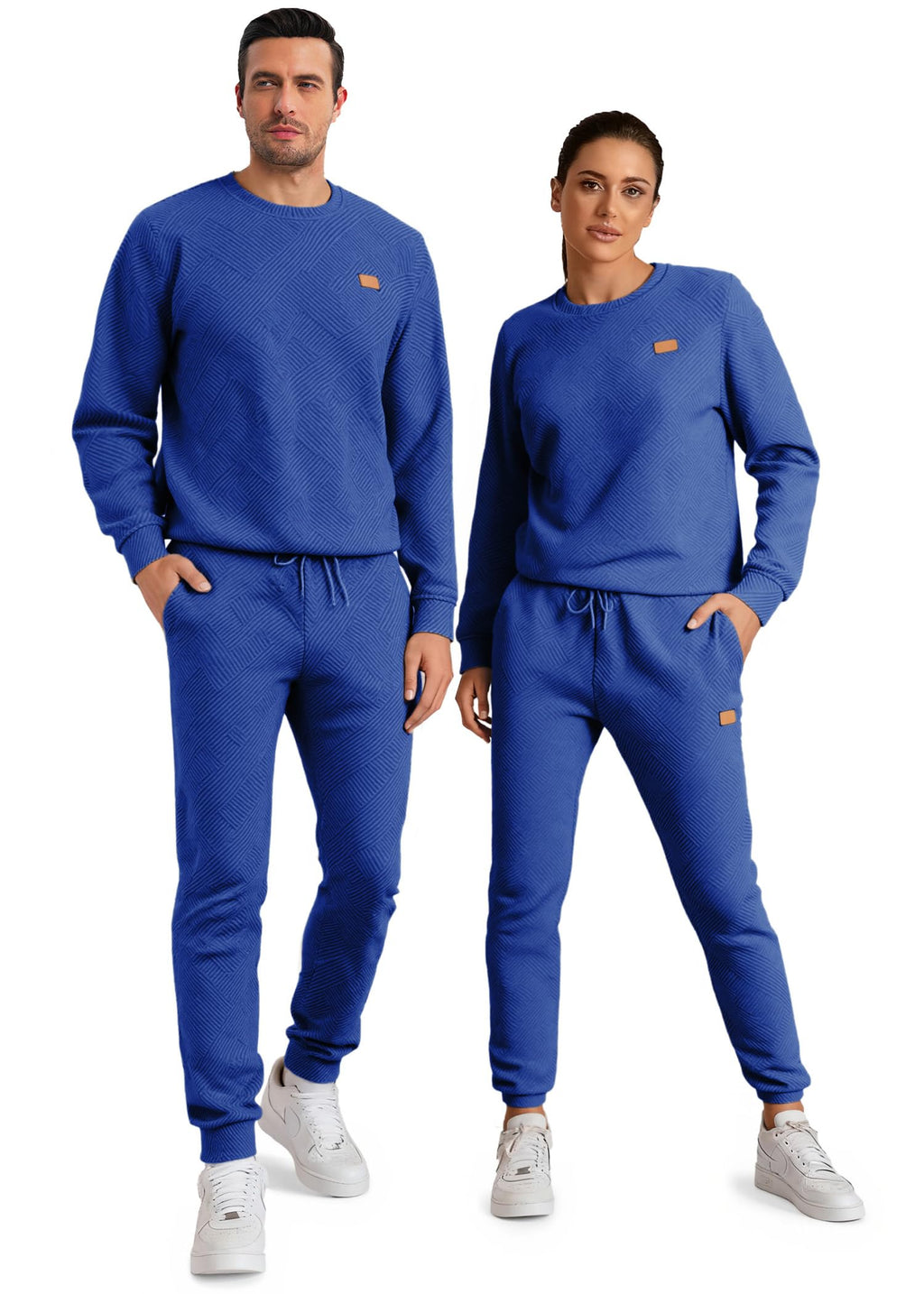 JMIERR Men's 2 Piece Outfits Knit Jacquard Pullover Sweatshirt Tracksuit & Joggers Sweatpants Sweatsuit Sets with Pockets