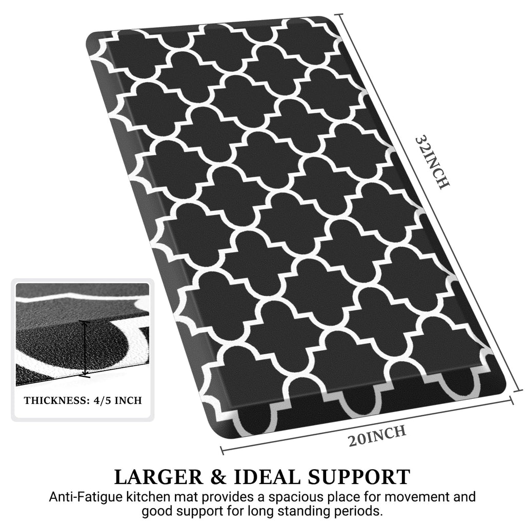 WISELIFE Anti-Fatigue Cushioned Kitchen Mat / Rug ,17.3"x 28",Non Slip Heavy Duty PVC Ergonomic Waterproof Comfort Rugs for Floor Home, Office, Sink, Laundry,Black