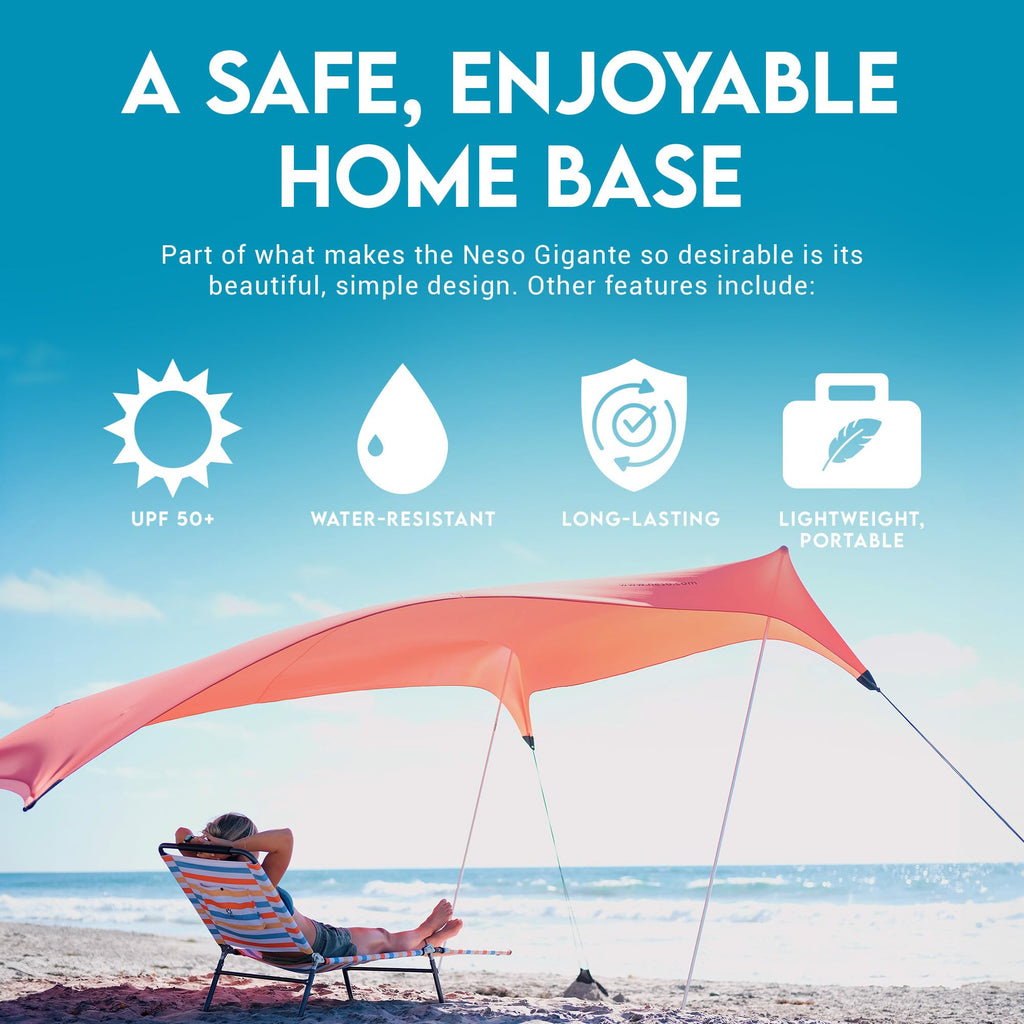Neso Gigante Portable Beach Tent Sun Shelter - Lightweight Beach Shade Canopy - Easy Setup for Family Outings - Patented Reinforced Corners - UPF 50+ - 8ft Tall, 11 x 11ft - Save The Whales