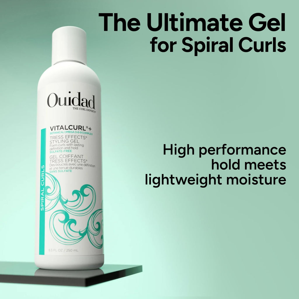 Ouidad VitalCurl+ Tress Effects Styling Gel for Spiral Curls - Lasting Definition and Strong Hold, Refresh Style With Water, Retain Moisture, Elasticity, & Bounce, Sulfate-Free & Mineral Oil Free