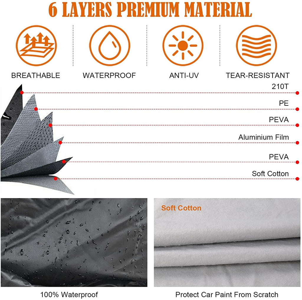 Waterproof Car Cover Replace for 1993-2010 Jeep Grand Cherokee, 6 Layers All Weather Car Cover with Zipper Door & Windproof Bands for Snow Rain Dust Protection