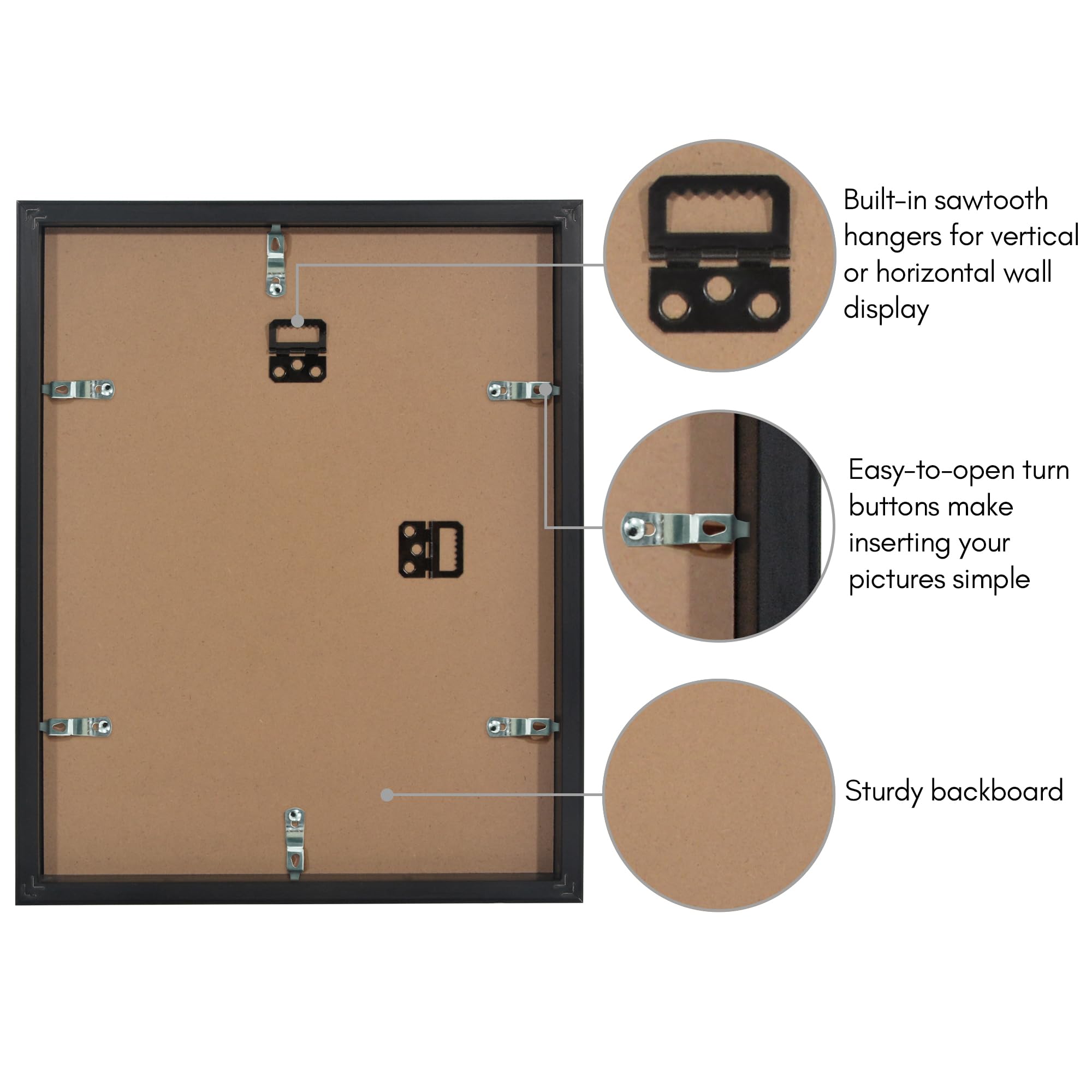 Americanflat 5x7 Picture Frame with Shatter-Resistant Glass - Soho Collection - Gallery Style Deep Molding Picture Frames for Tabletop and Wall Display - Black