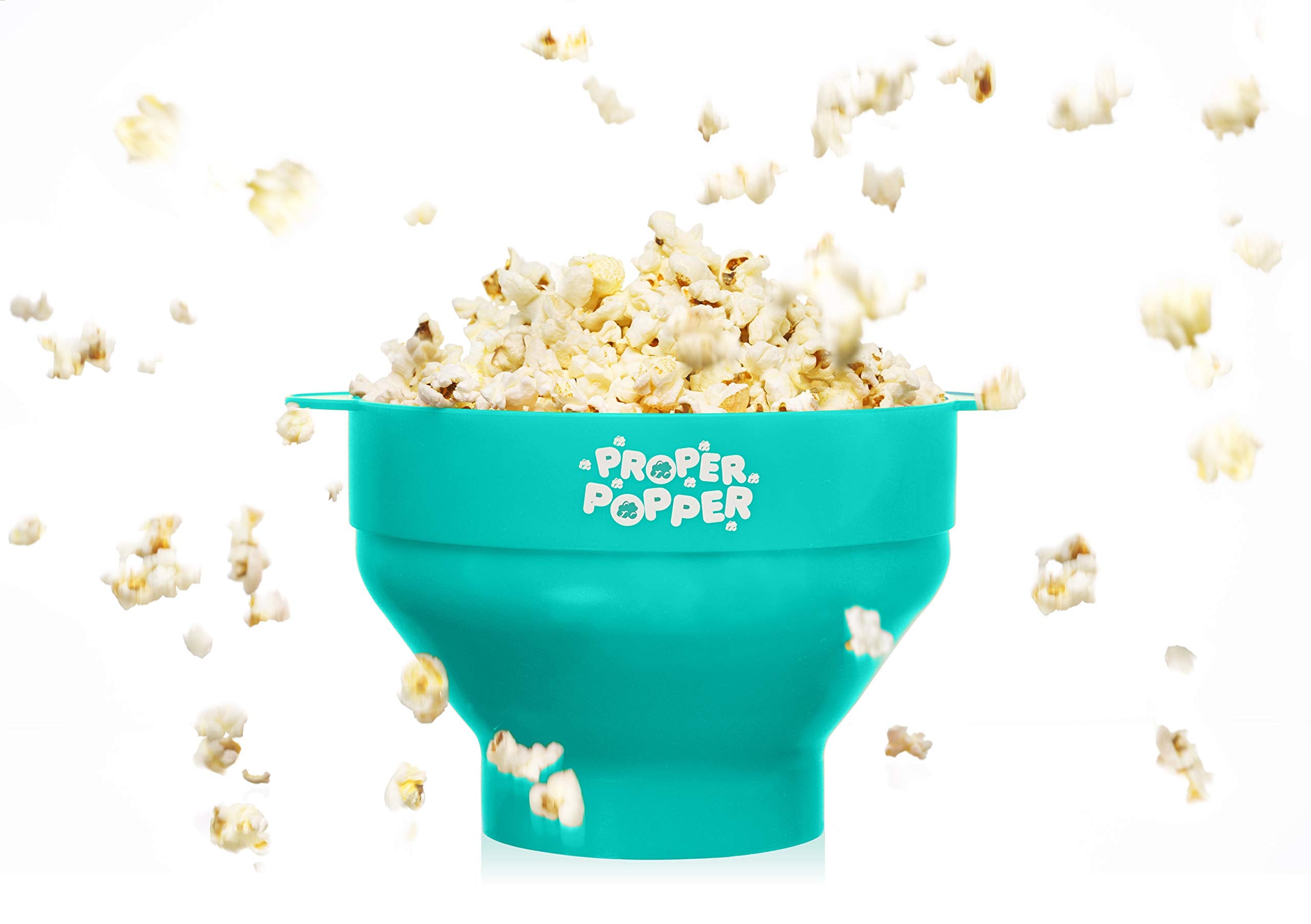 The Original Proper Popper Microwave Popcorn Popper, Silicone Popcorn Maker, Collapsible Bowl BPA Free & Dishwasher Safe - (Aqua)