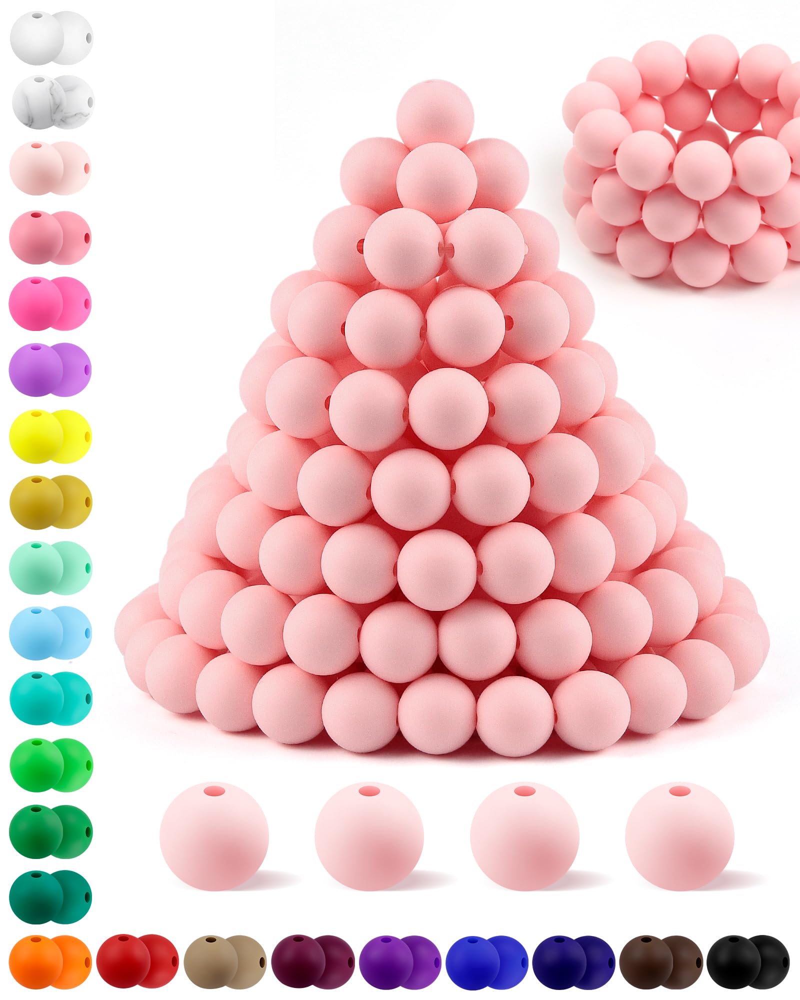 180PCS FIVEIZERO Silicone Beads – 30 Colors 12mm Round Rubber Beads Bulk for DIY Crafts, Keychain Accessories & Jewelry Making | Soft Silicone, Seamless Finish, Easy to String, Fade Resistant, Durable for Daily Use