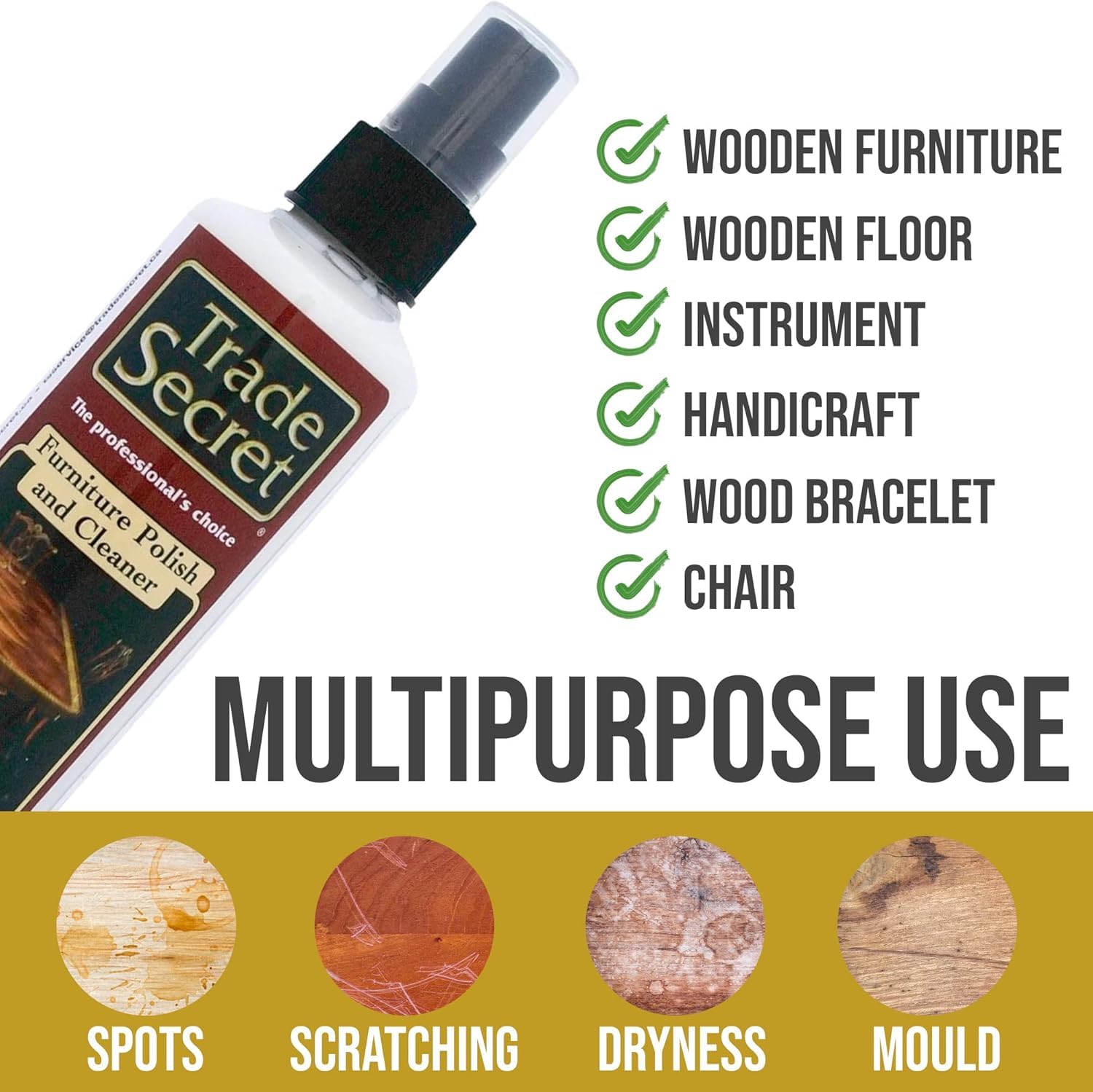 Trade Secret Scratch Concealer for Dark Wood Furniture & Floors – Dark Brown Shade Stain Covers Nicks, Scuffs, Dog & Cat Scratches, Minor Defects – Real Wood Only