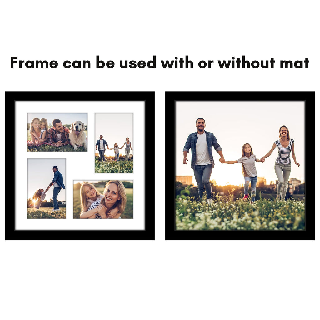 Americanflat 4x6 Double Picture Frame with Shatter-Resistant Glass - Fits Two 4x6 Photos or use as One 6x14 Frame - Signature Collection - Collage Frames for Tabletop and Wall Display - Black