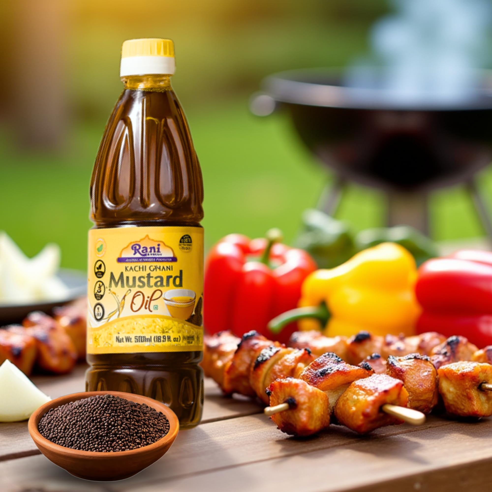 Rani Premium Oils Combo Set of 3 - Peanut Oil, Mustard Oil, Sesame Oil 16.9 Ounce (500ml) ~ Cold Pressed | 100% Natural | Kosher | NON-GMO | Vegan | Gluten Free