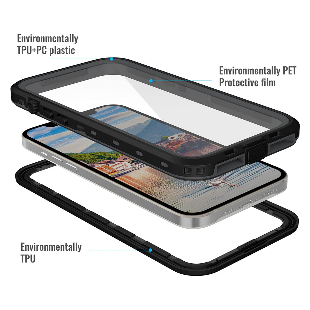 iPhone 13 Pro Case, Waterproof & Shockproof Phone Case, Full Protection, IP68, 6.1 Inch, Black