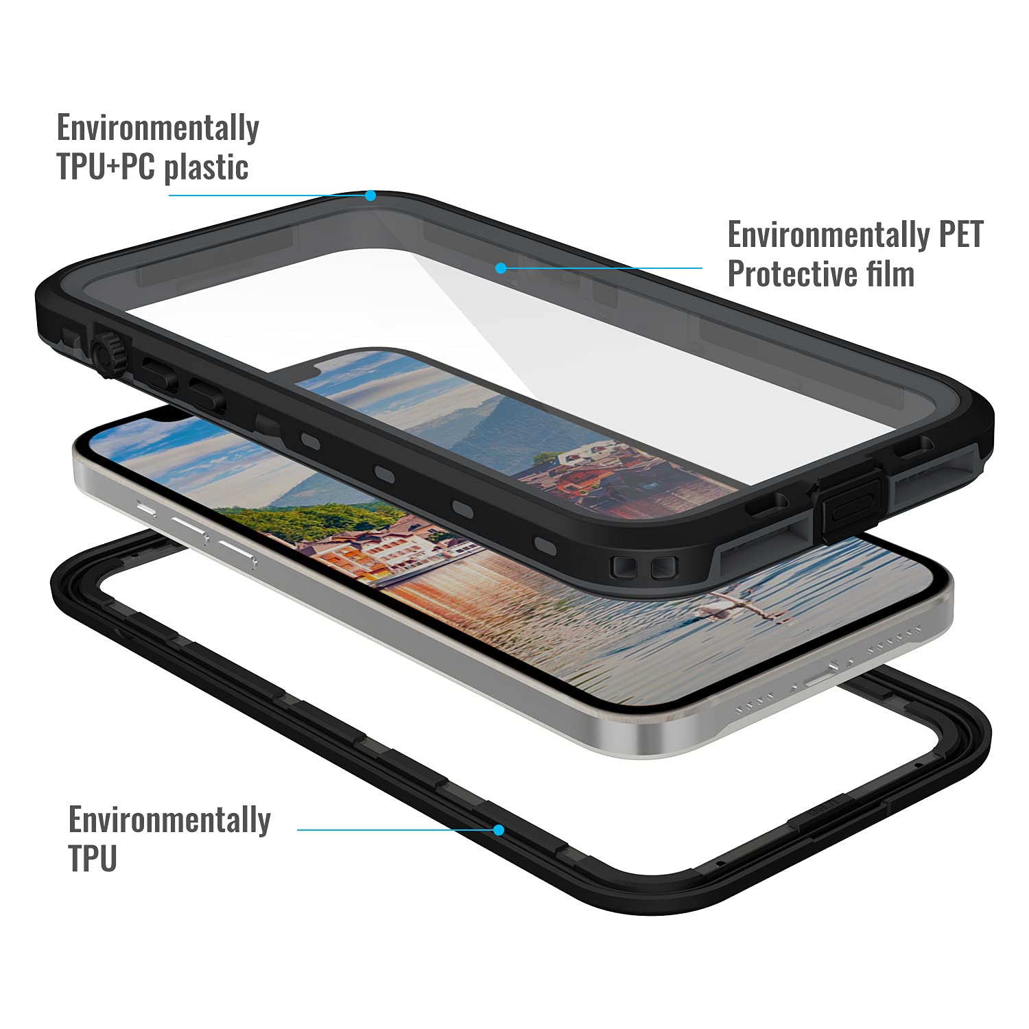 iPhone 13 Pro Case, Waterproof & Shockproof Phone Case, Full Protection, IP68, 6.1 Inch, Black