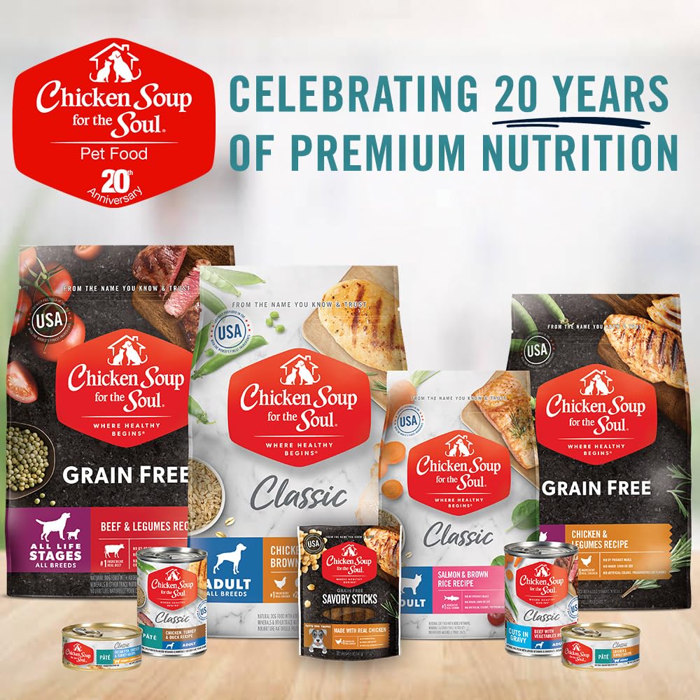 Chicken Soup for The Soul All Natural Premium Small Bites Adult Dry Dog Food, Real Meat First Ingredient, No by-Products, Supports Gut & Immune Health, Beef & Brown Rice, 13.5lb