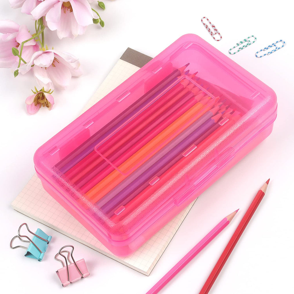 Tamaki 1 Pack Plastic Pencil Box Large Capacity Pencil Boxes Clear Boxes with Snap-tight Lid Stackable Design and Stylish Office Supplies Storage Organizer Box, Black