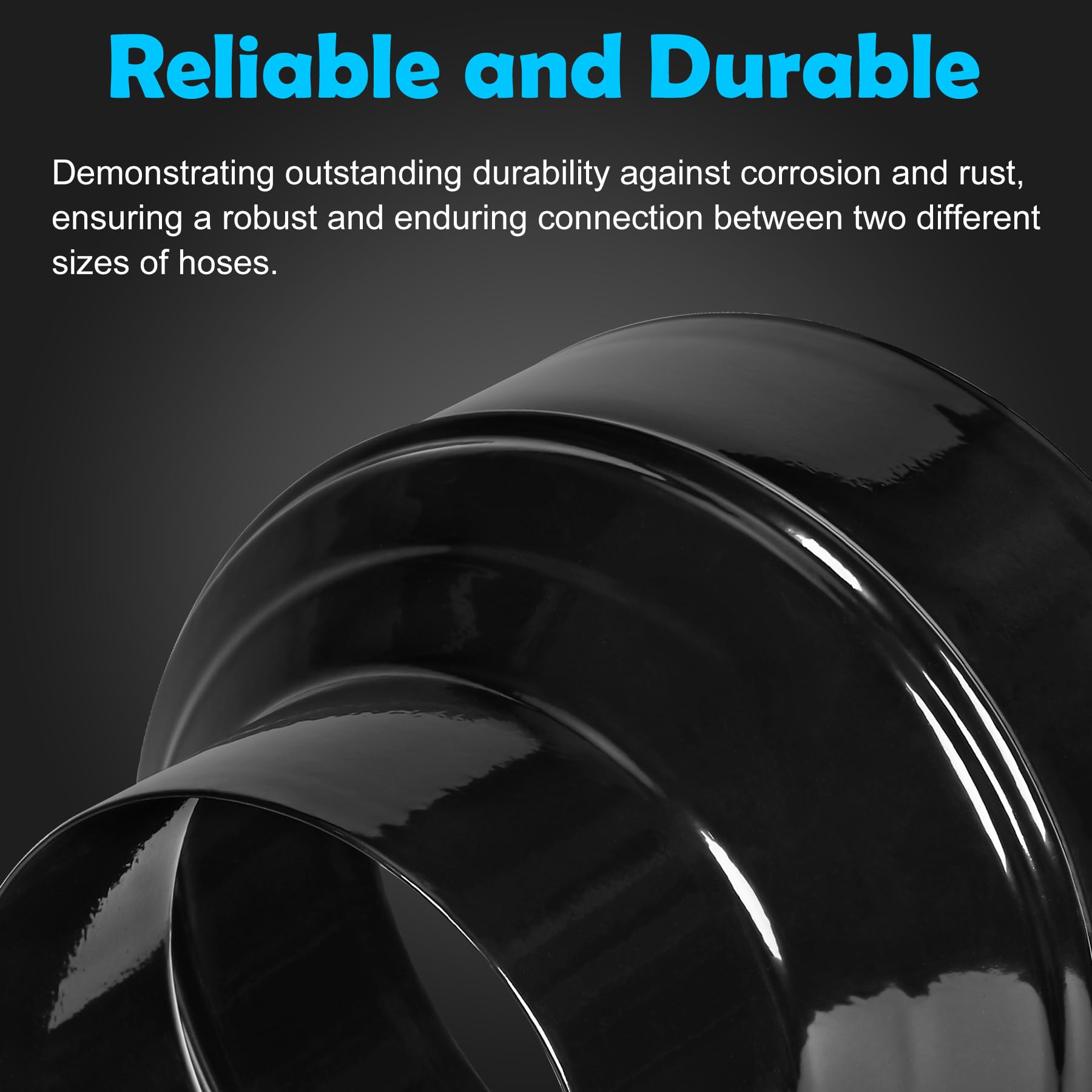 Duct Reducter 6 to 4 Air Ducting Reducer Increaser Air Duct Adapter or Round Metal Pipe Reducer for Bathroom Kitchen Ventilation Systems - Black