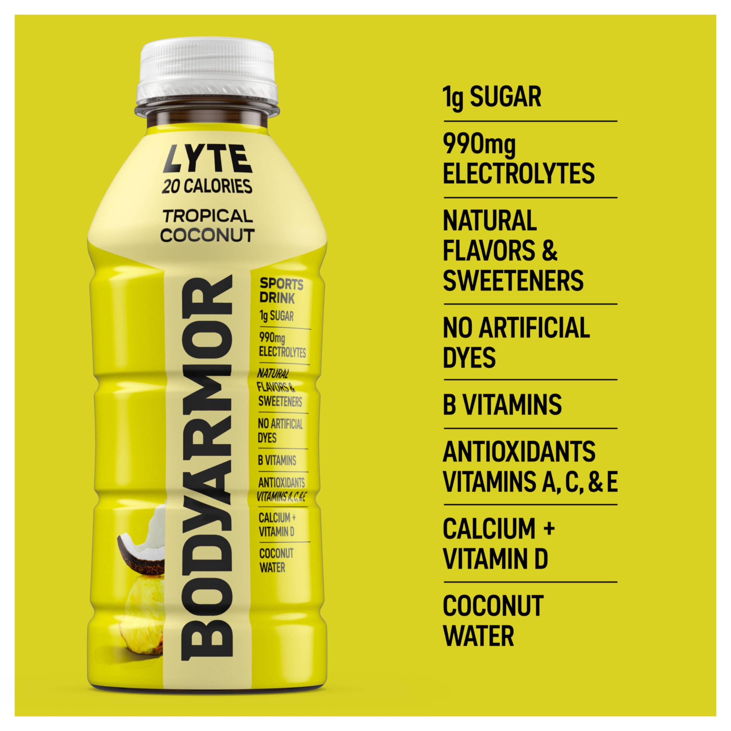BODYARMOR Lyte Sports Drink Low-Calorie Beverage, Blueberry Pomegranate, Coconut Water Hydration, Natural Flavors with Vitamins, Potassium-Packed Electrolytes, 16 Fl Oz (Pack of 12)