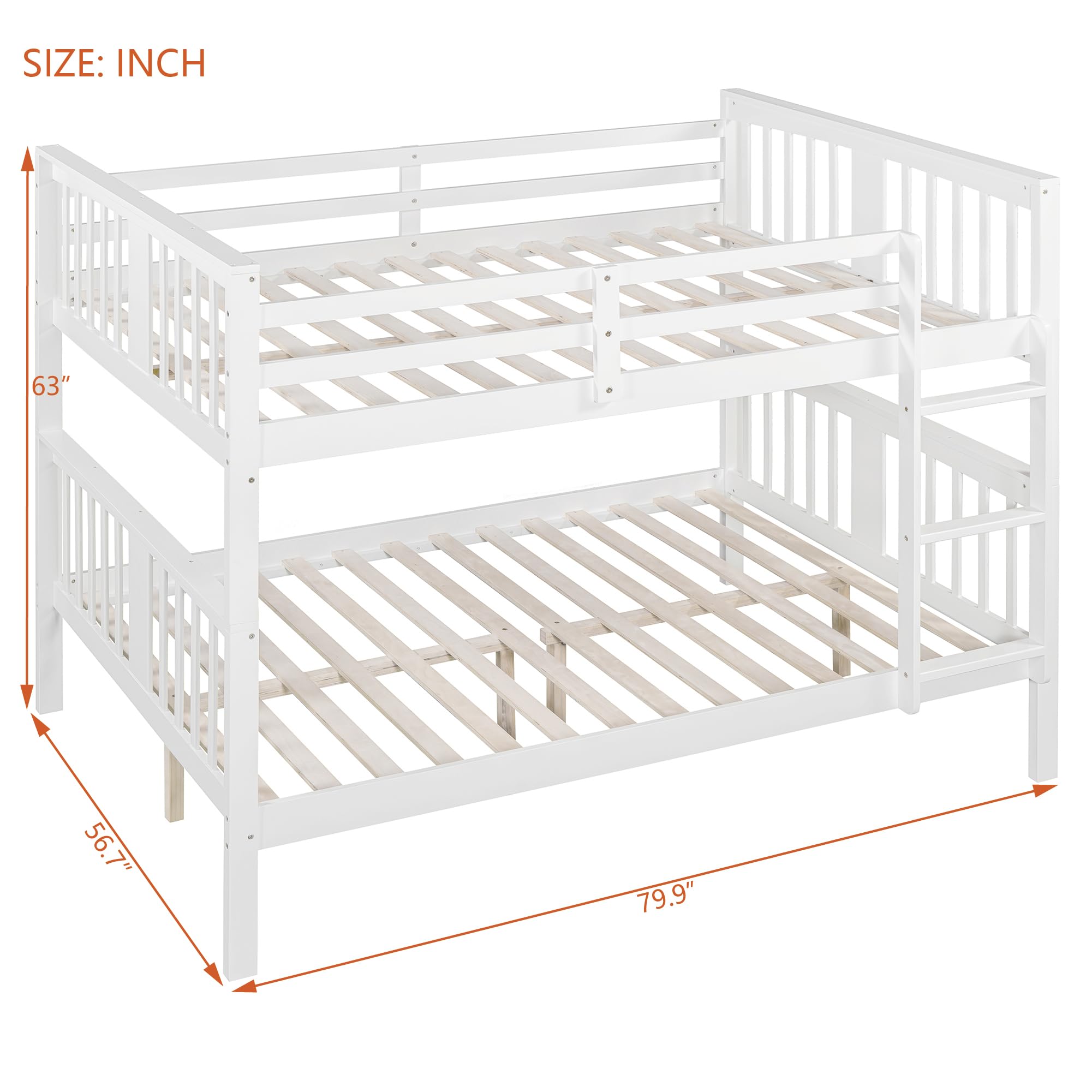 Merax Full Over Full Bunk Bed Convertible to Two Separate Beds, Solid Pine Wood Frame with Safety Guardrail & Headboard, Sturdy Durable Design, for Teens, Espresso