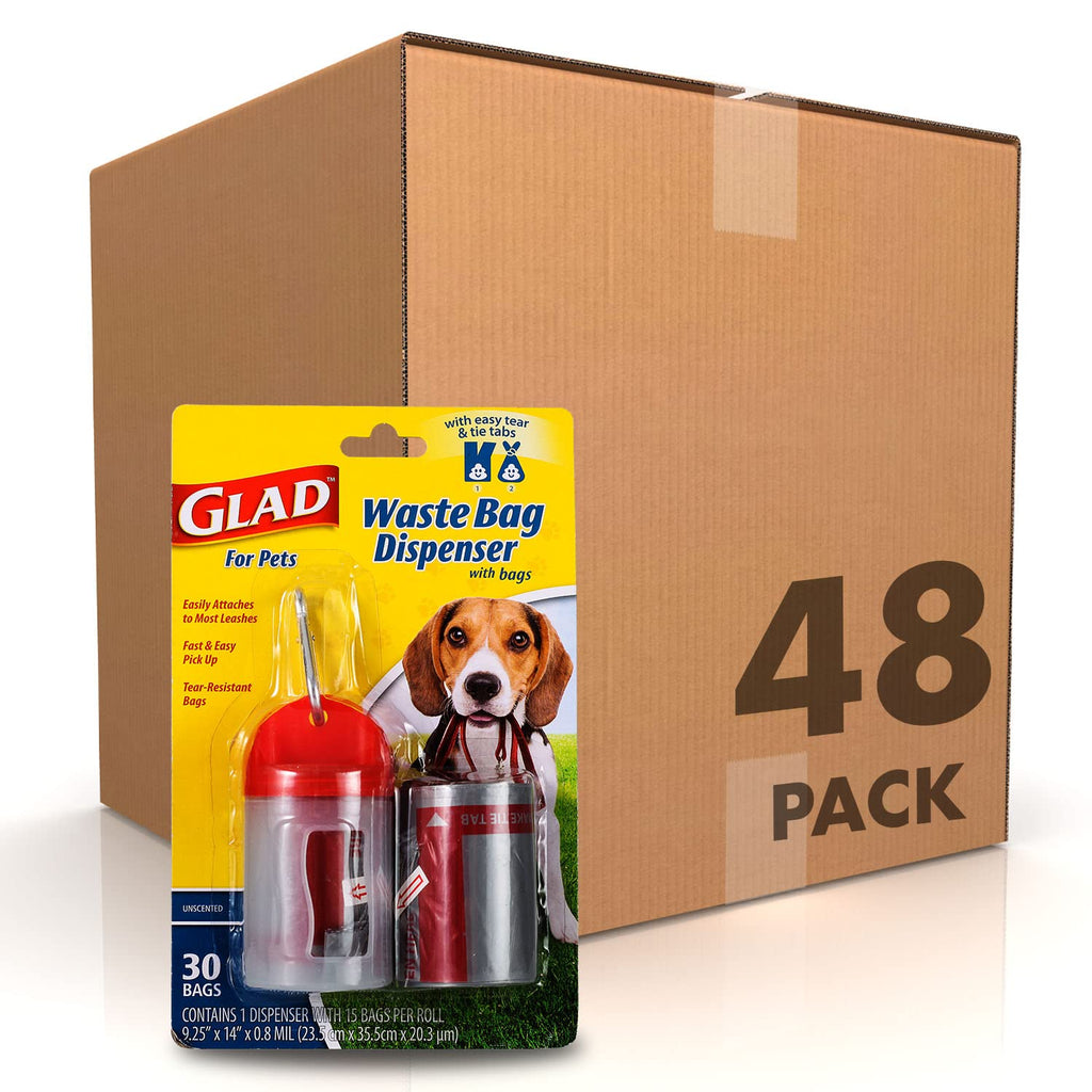 Glad for Pets Heavy Duty Dog Poop Bags, Scented Leak-Resistant Waste Bags with Fun Print Design, Tear-Resistant for Confident Pickup, Fits Standard Dispensers, 6 Rolls, 90 Count (Pack of 2)