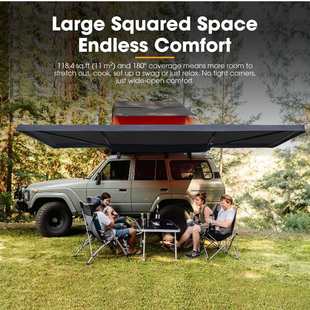 SanHima Vehicle Awning 4.6ft x 6.6ft - Roof Rack Pull Out Side Awning 30ft² Sun Shade UPF50+ Weatherproof for Camping Car SUV Truck Van
