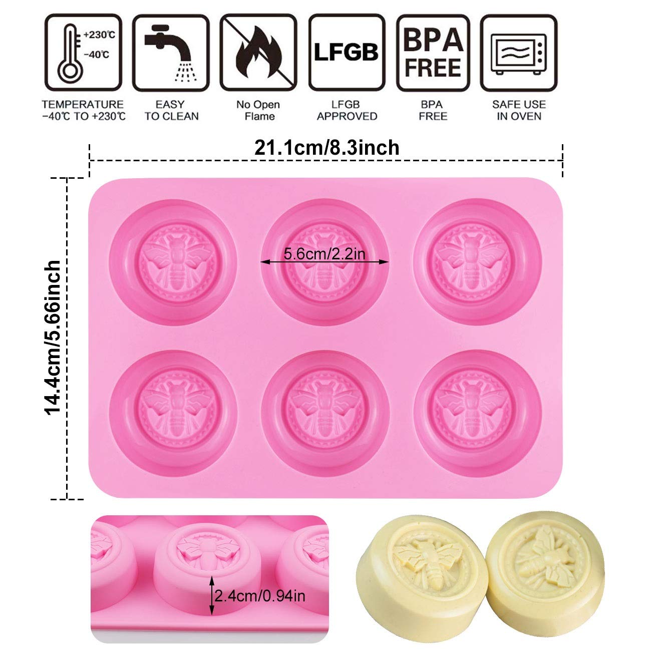 Sakolla 2 Pack Insect Silicone Soap Molds, 6-Cavity Dragonfly Butterfly Ladybug Shape Silicone Molds for Soap Making, DIY Baking Mold for Lotion Bars, Chocolate, Candy, Muffin, Biscuit, Cookie Pans