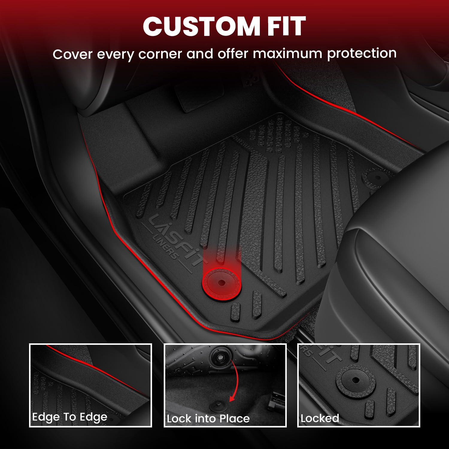 LASFIT Cargo Mat & Backrest Mats for Nissan Armada/Infiniti QX80 2019-2024, All Weather TPE Custom Fit Easy Clean Durable No-Curling Trunk Mat for Armada & QX80, Black
