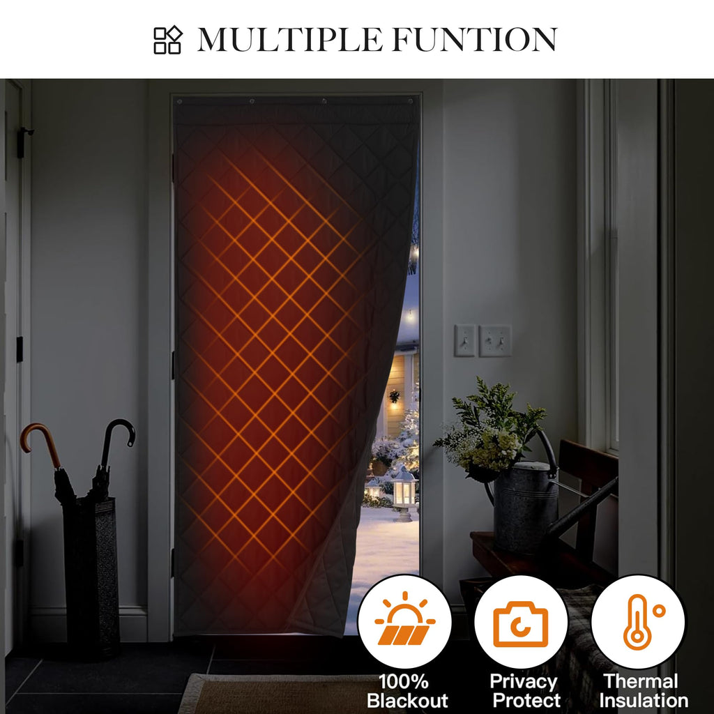 RYB HOME Summer Heat Blocking Thick Quilted Insulated Curtains, Thermal Insulated Curtains Room Divider for Energy Saving Window Treatment for Bedroom Living Room, W32 x L80, Black, 1 Panel