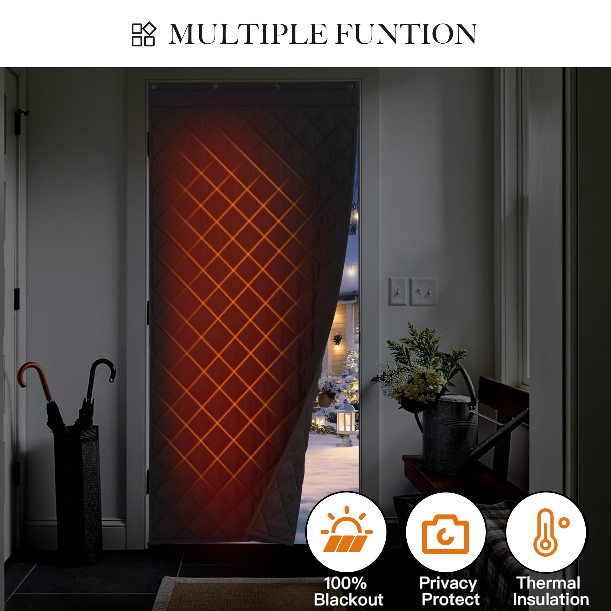 RYB HOME Summer Heat Blocking Thick Quilted Insulated Curtains, Thermal Insulated Curtains Room Divider for Energy Saving Window Treatment for Bedroom Living Room, W32 x L80, Black, 1 Panel