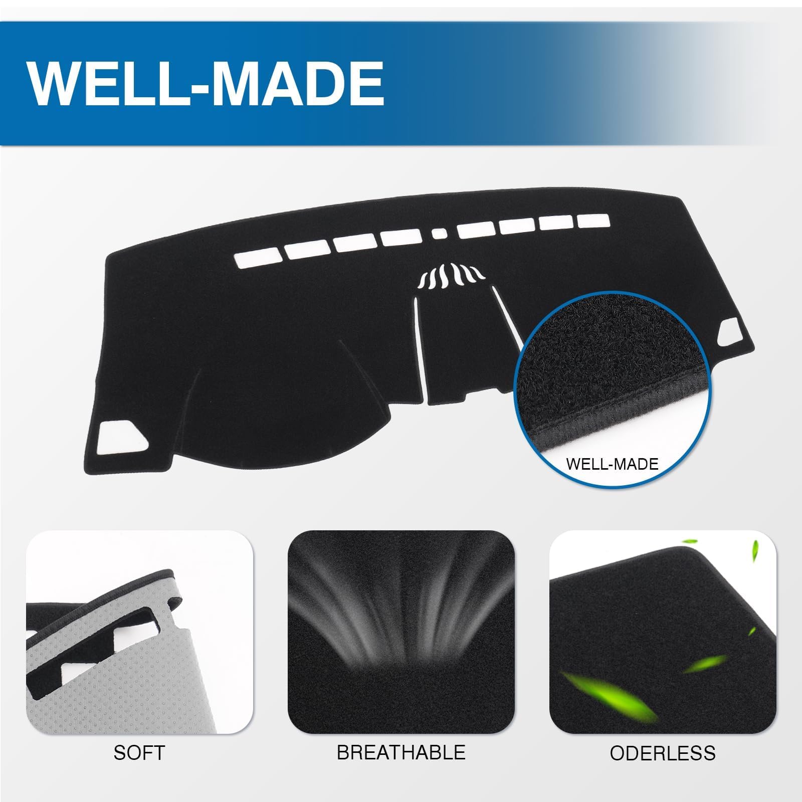 KUST Black Dash Cover for Ford Ranger 1995-2011/Ford Explorer 1995-2001/Mazda B2300 B2500 B3000 B4000 1995-2008/Mercury Mountaineer 1997-2001 Polyester Dashboard Cover Accessories for Ranger