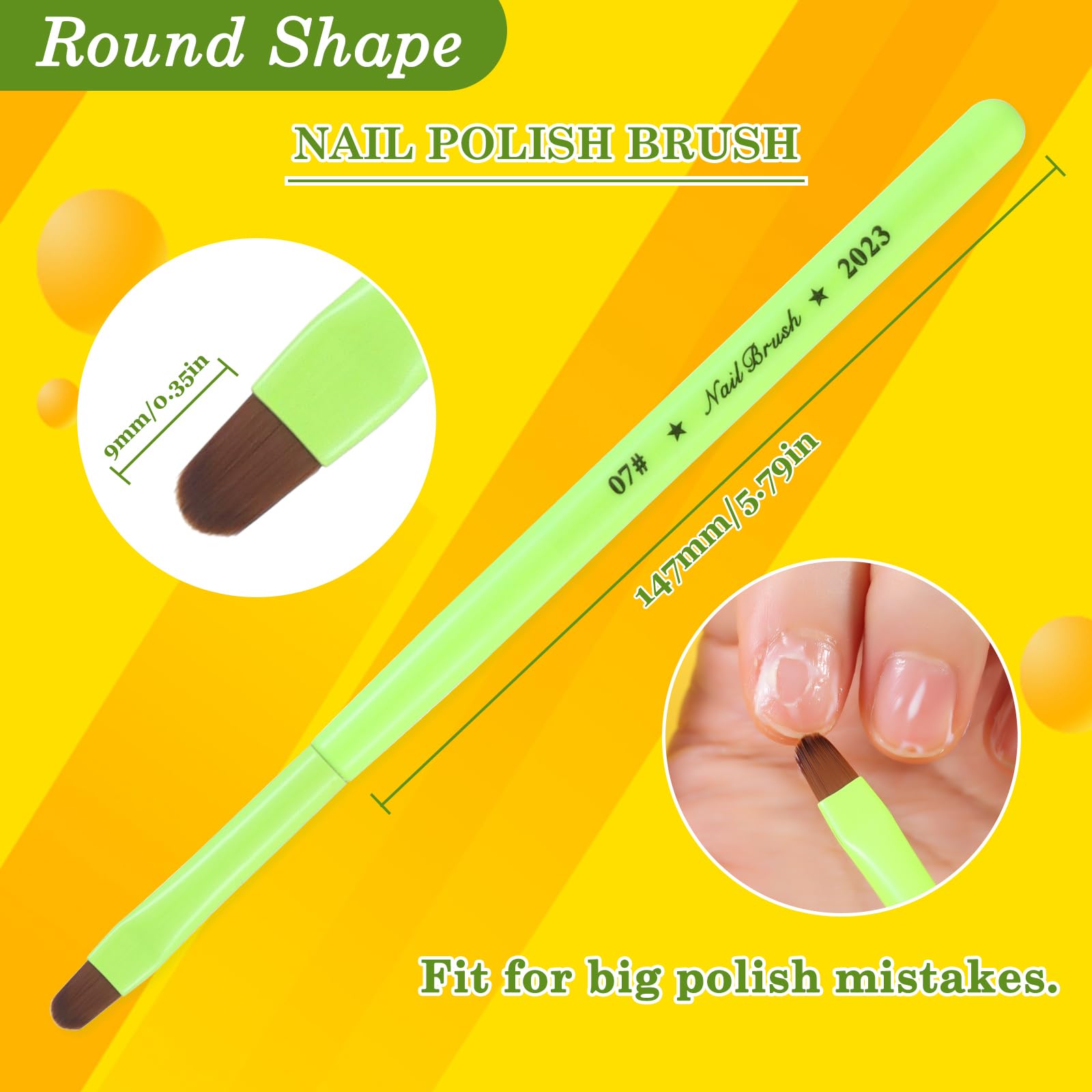 Nail Art Clean Up Brushes,Nail Brushes for Cleaning Polish Mistakes on the Cuticles, Acetone Resistant Nail Brush, Fingernail Cleaning Brushes for Nail Art and Designs (2 Pcs Round&Angled)