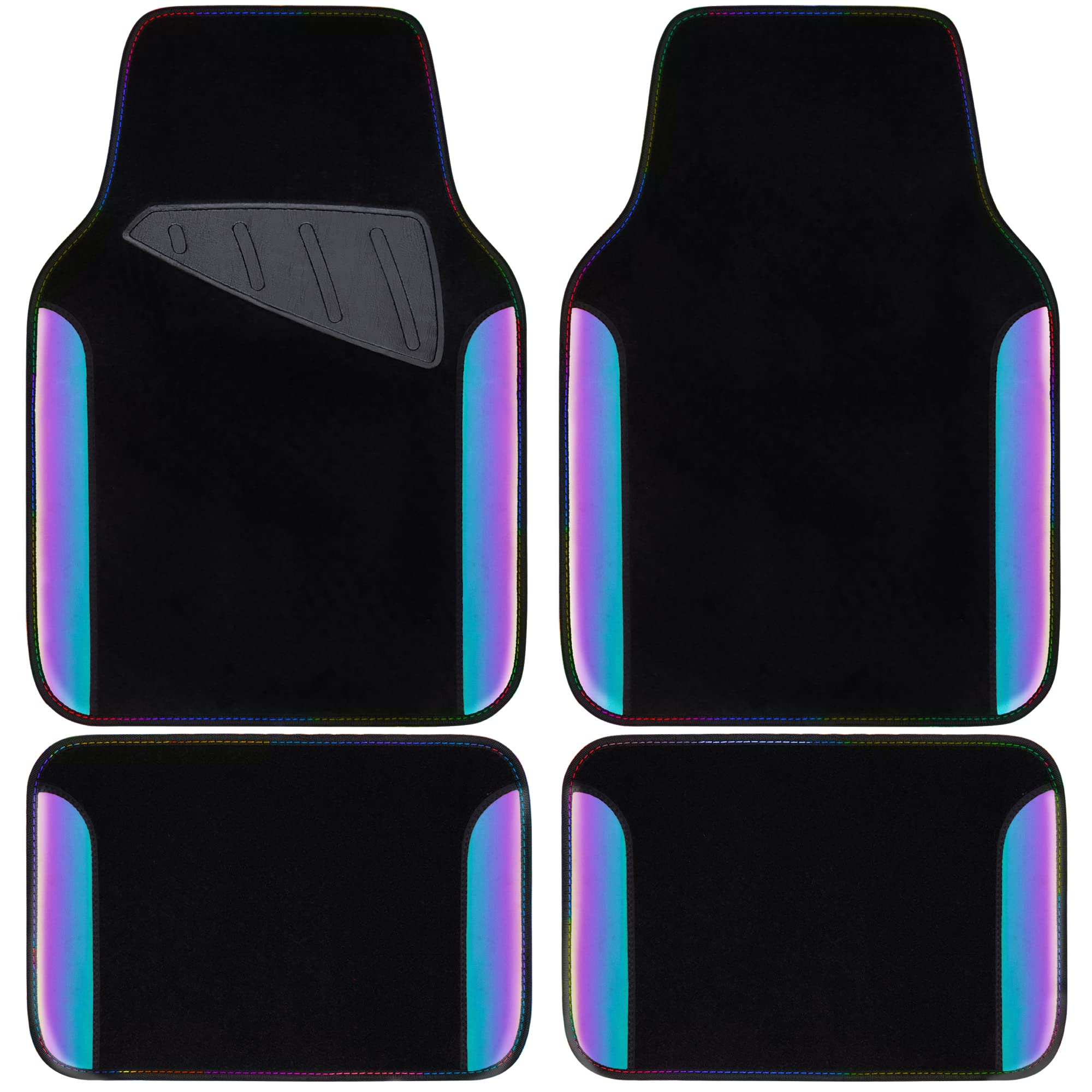 CAR PASS Beige Leather & Waterproof Car Carpet Floor Mats, Universal Car Mats Fit for SUV,Vans,sedans, Trucks,Set of 4pcs Car Carpet with Anti-Slip nibbs Driver Heel Pad (All Beige)